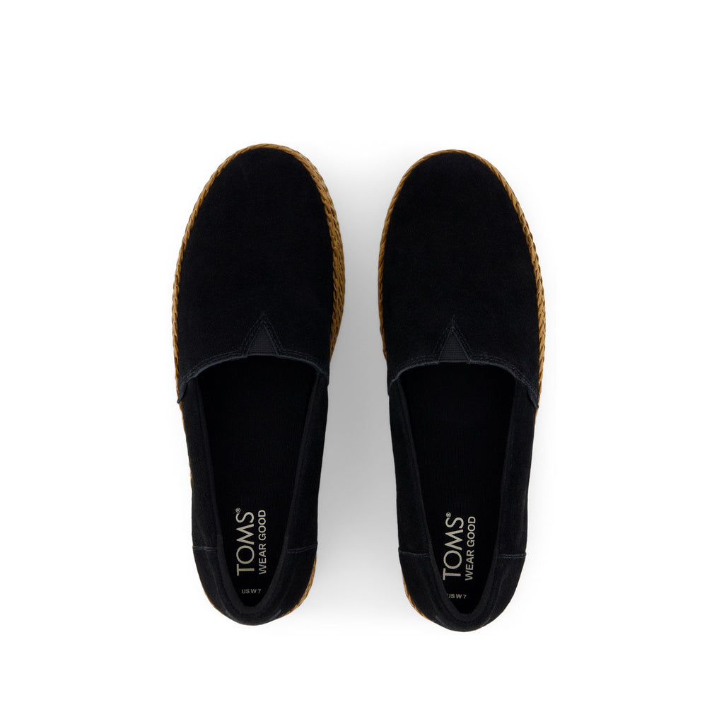 Valencia Black Suede Espadrille Platform Espadrille Top View