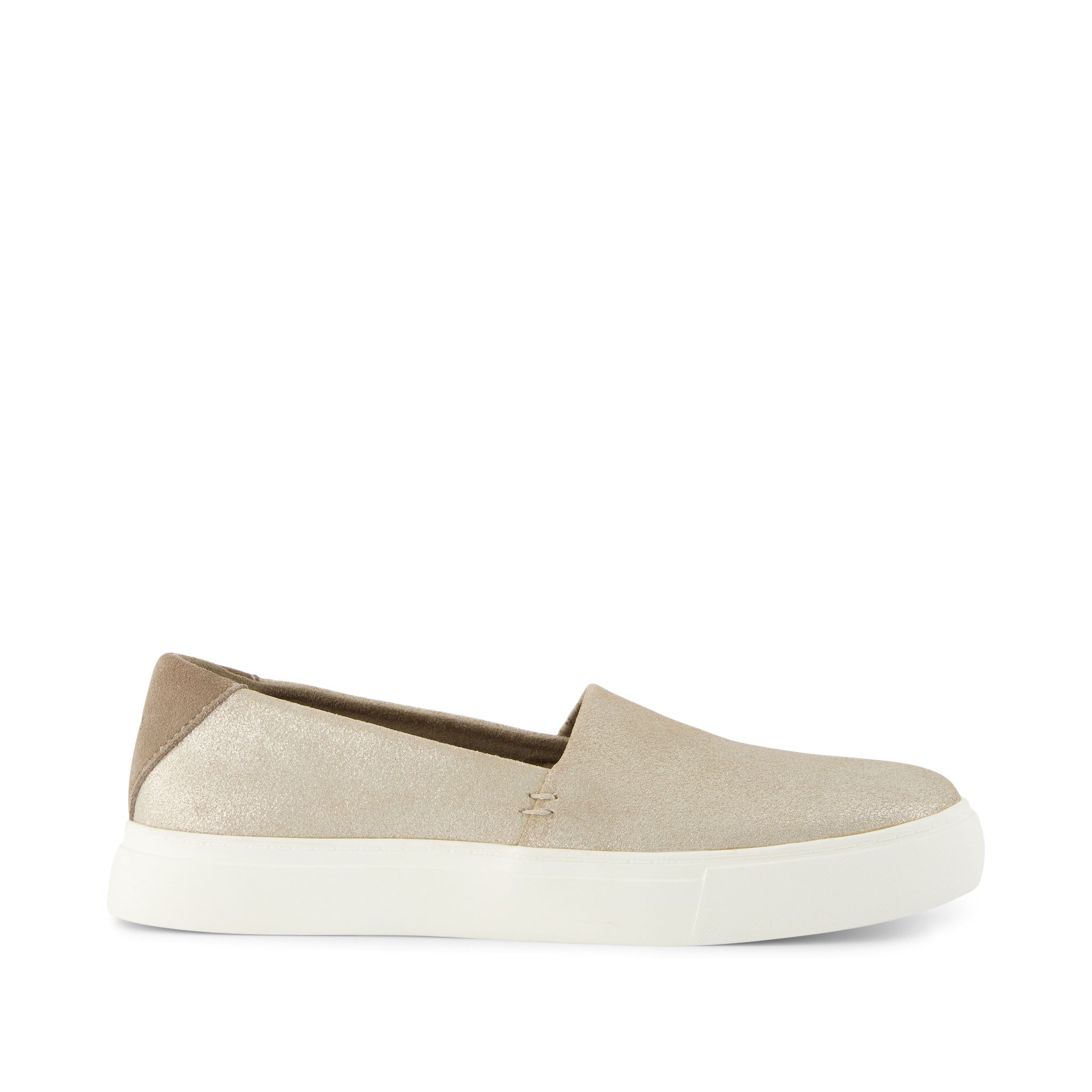 Kameron Slip On Sneaker - Champagne Metallic Suede Side View