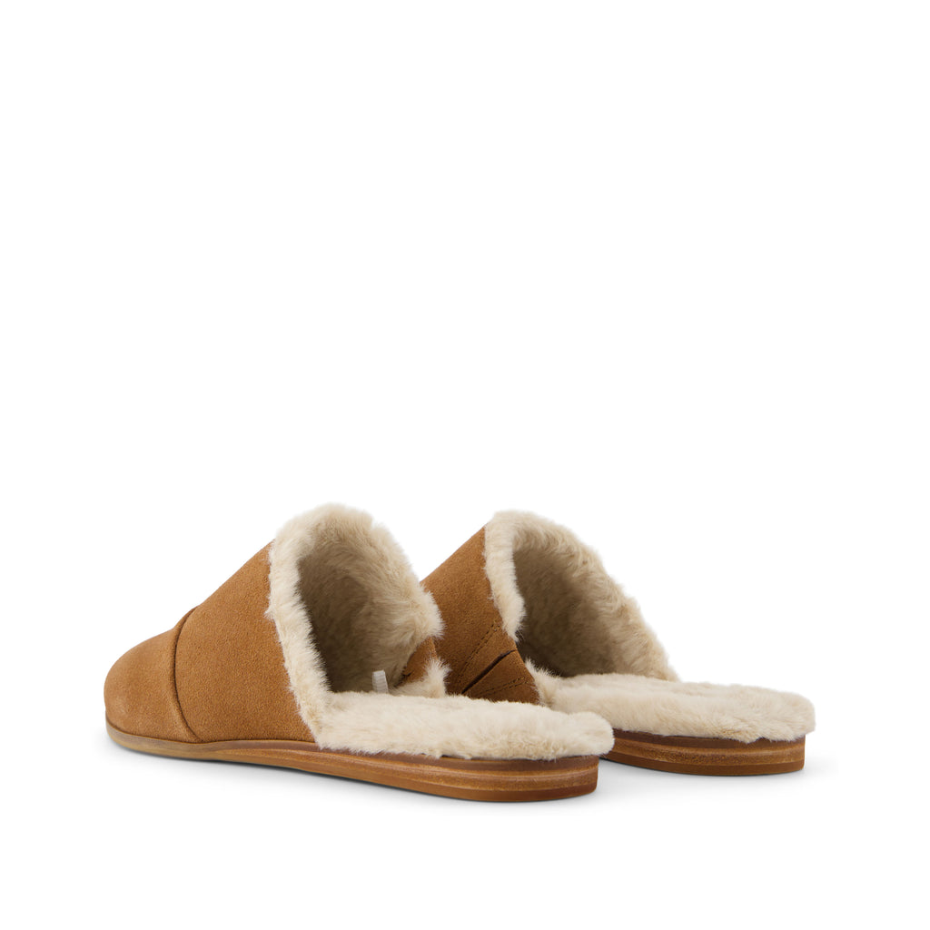 Jade Brown Faux Fur Suede Flat Back View