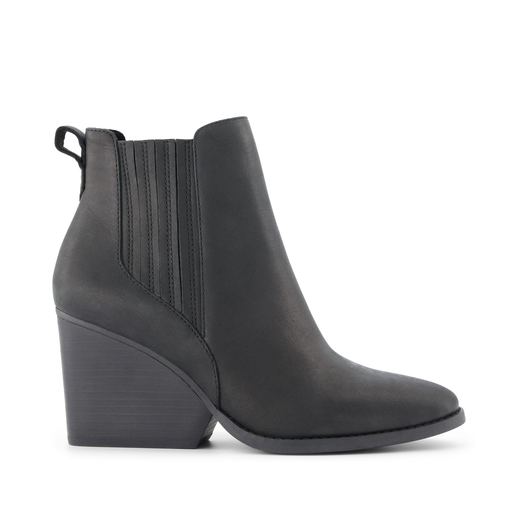 Noa Ankle Boot - All Black Leather Side View
