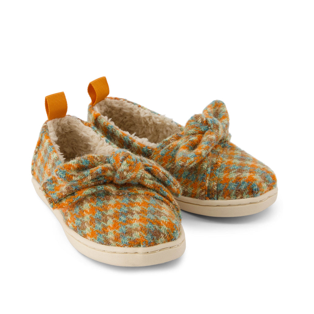 Alpargata Toddler Shoe - Multi Cozy Houndstooth with Bow Front View