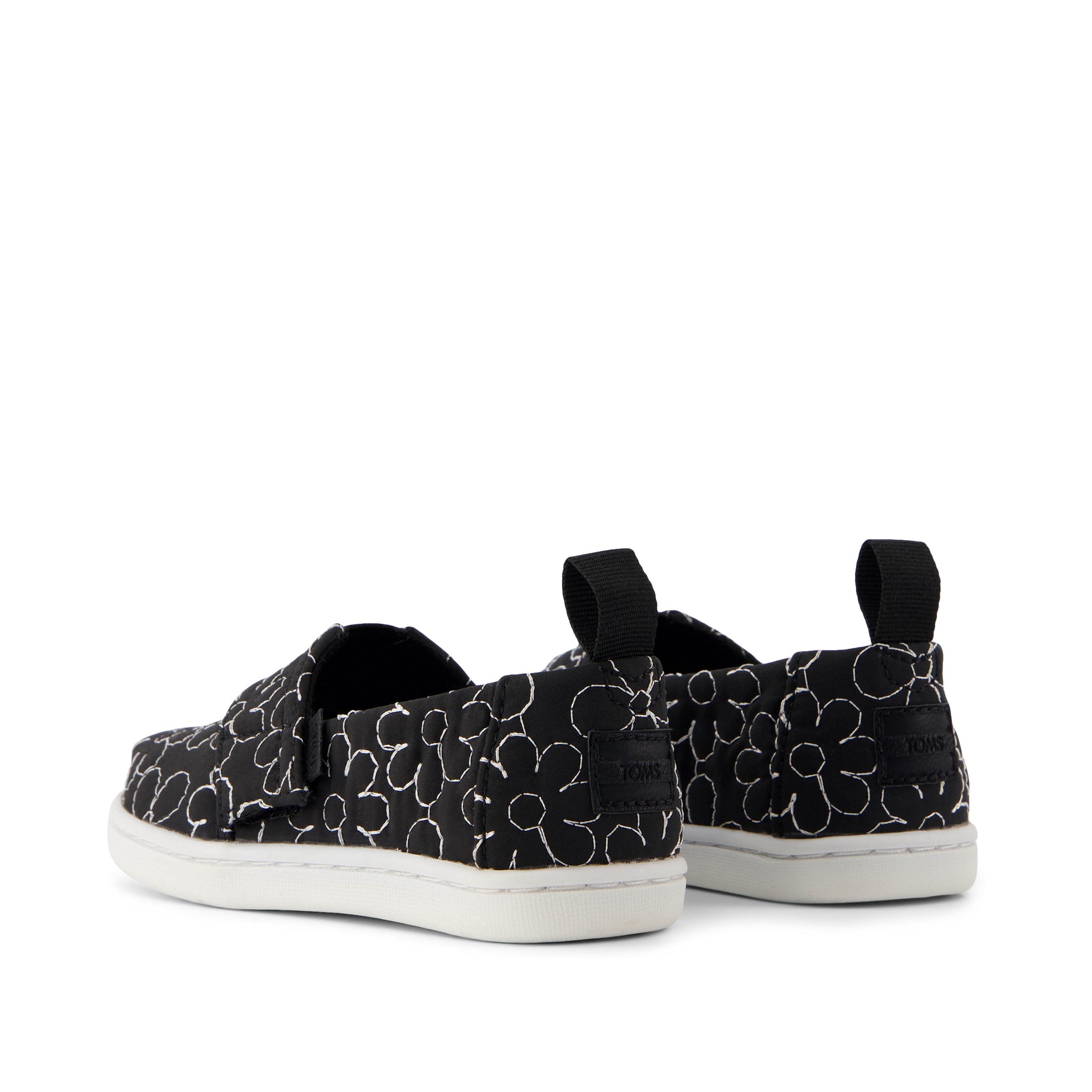 Alpargata Black Quilted Daisy Toddler Shoe Back View