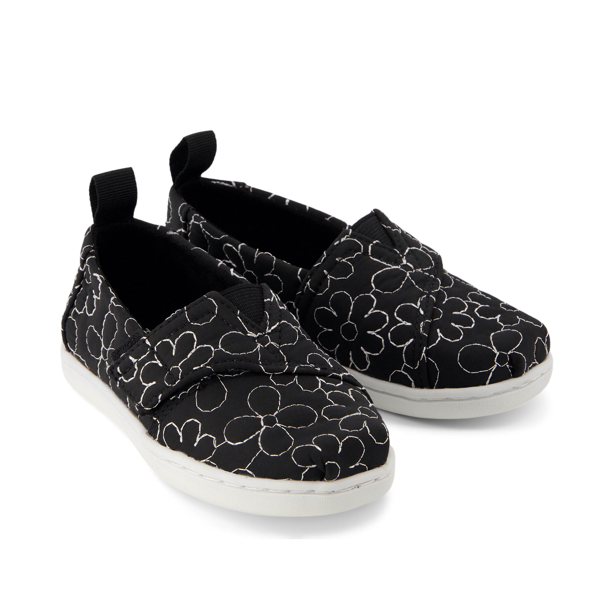 Alpargata Black Quilted Daisy Toddler Shoe Front View