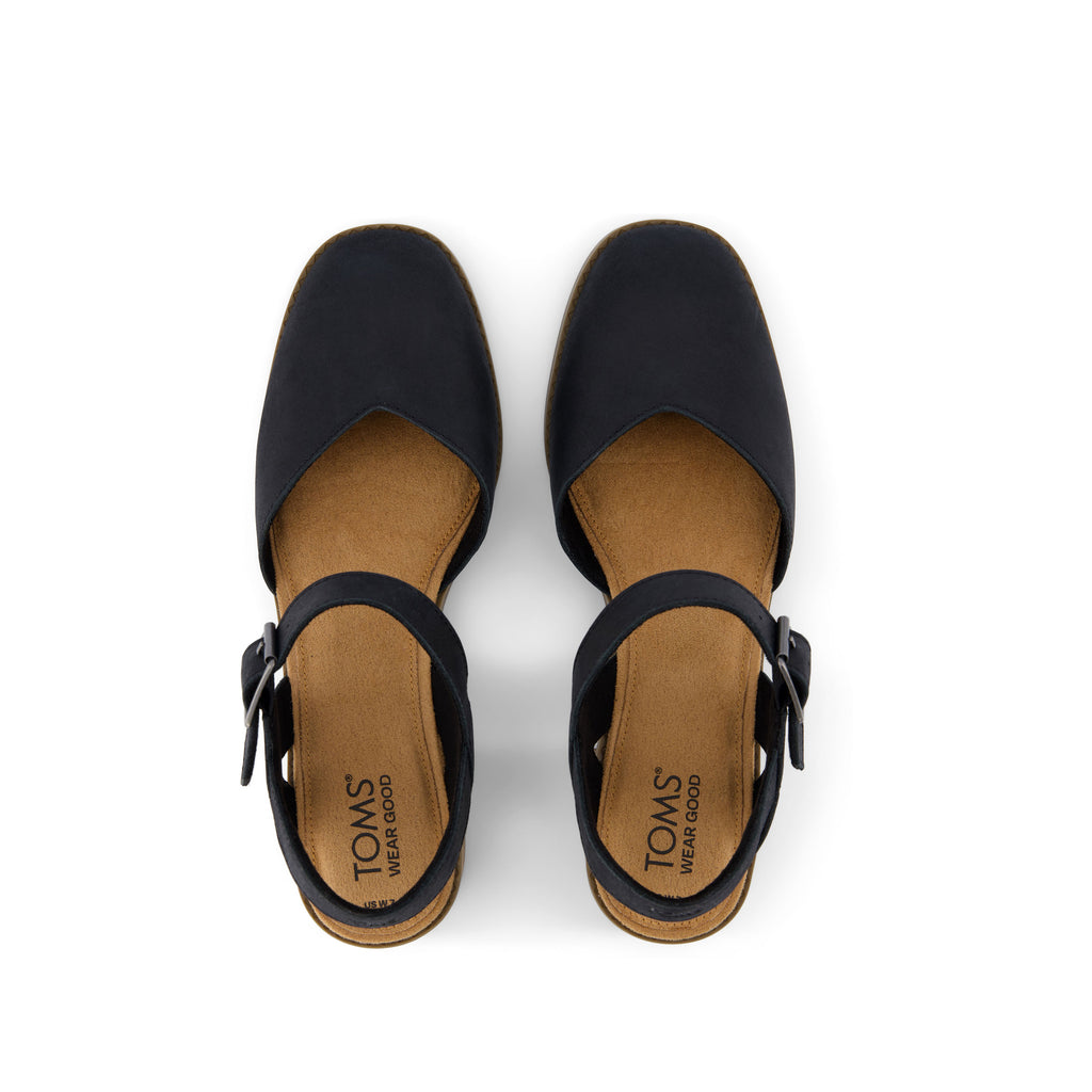 Jaclyn Black Leather Heel Top View