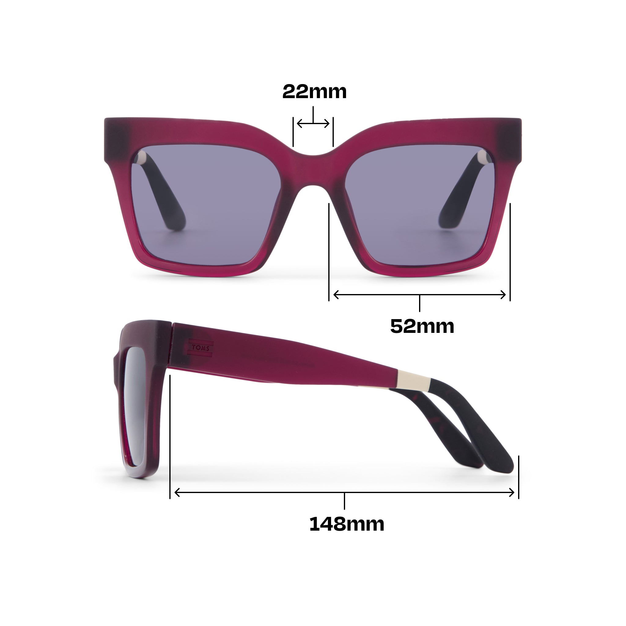 Adelaide Plum Traveler Sunglasses Dimension View
