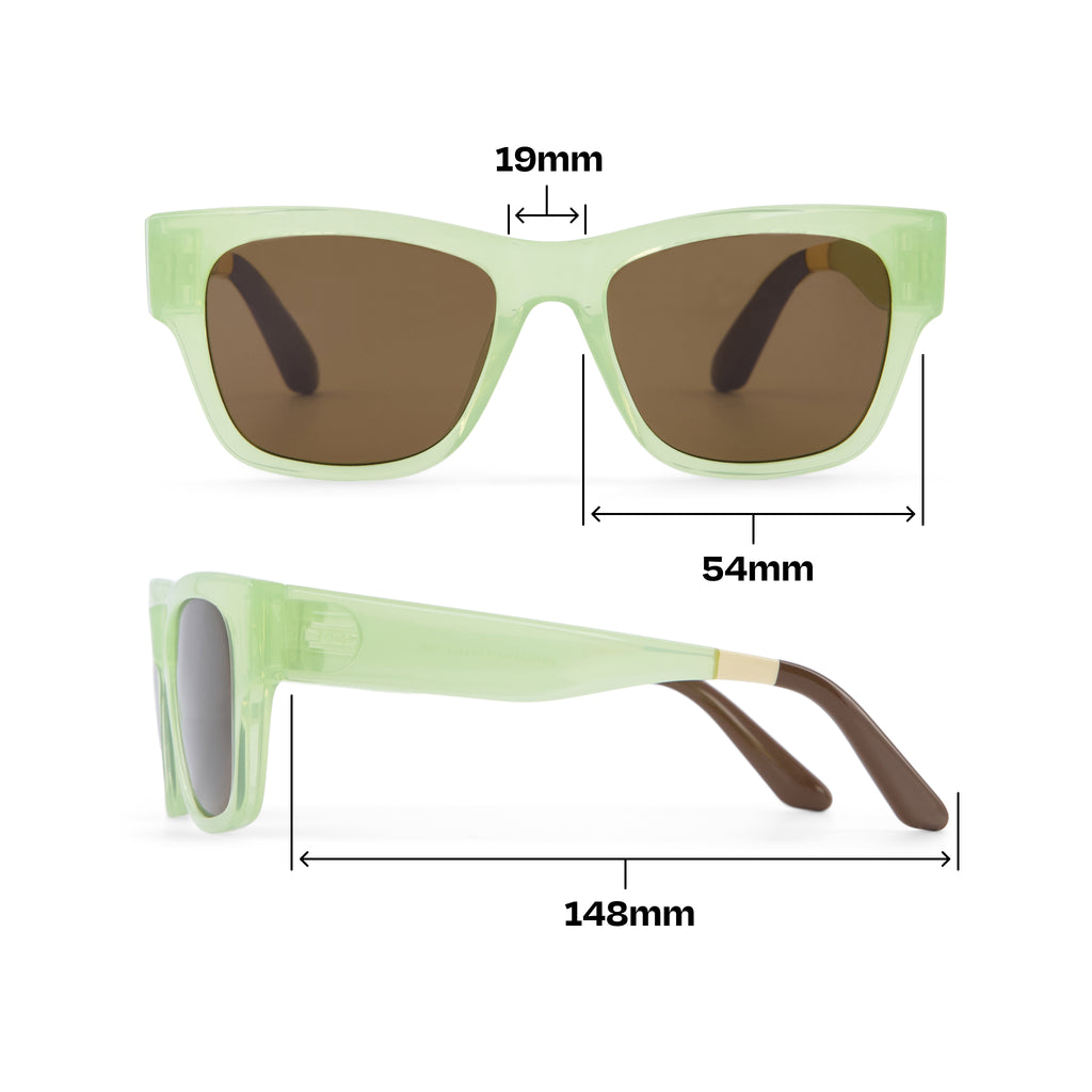 Devon Matcha Traveler Sunglasses Dimension View