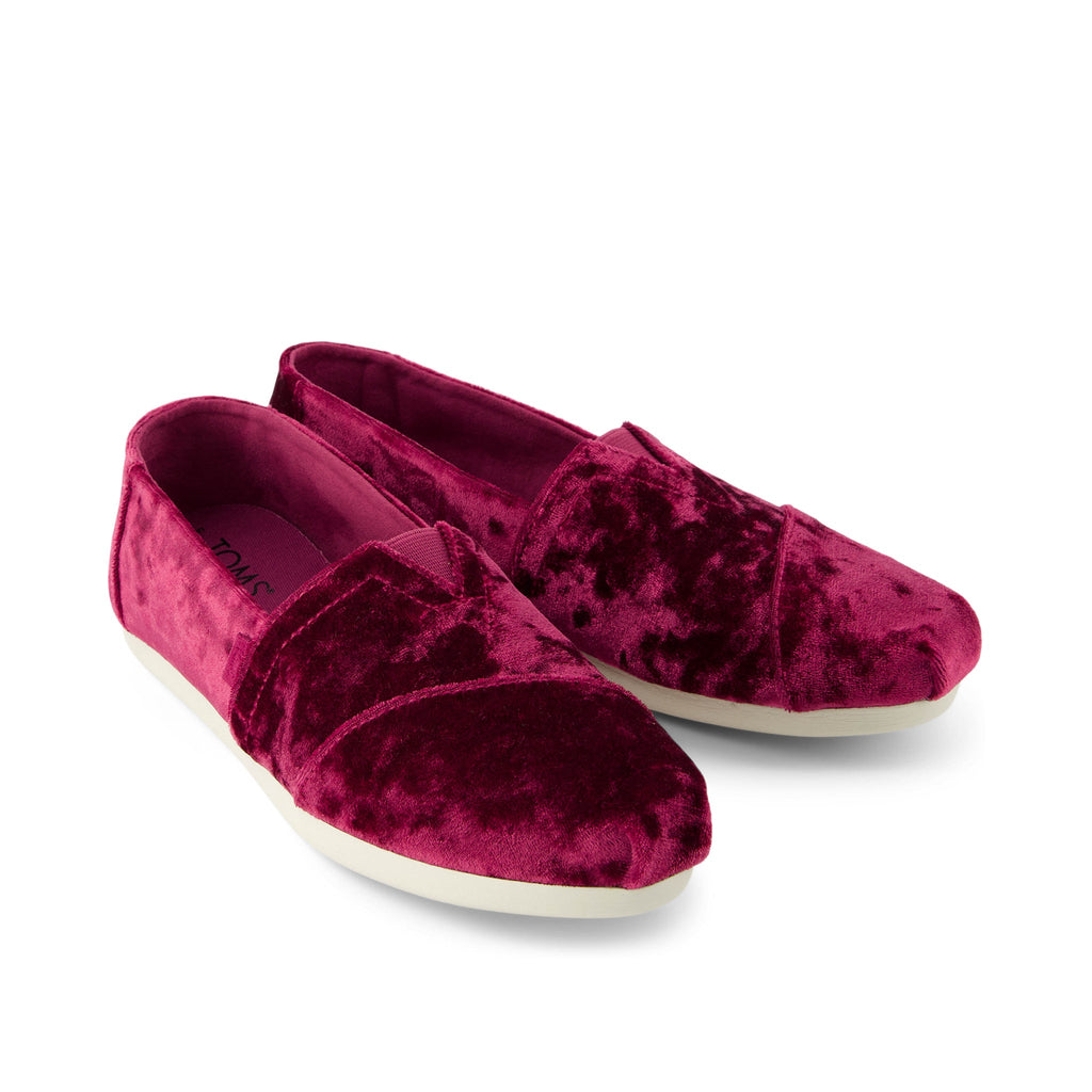 Alpargata Leatherwrap - Berry Burgundy Crushed Velvet Front View