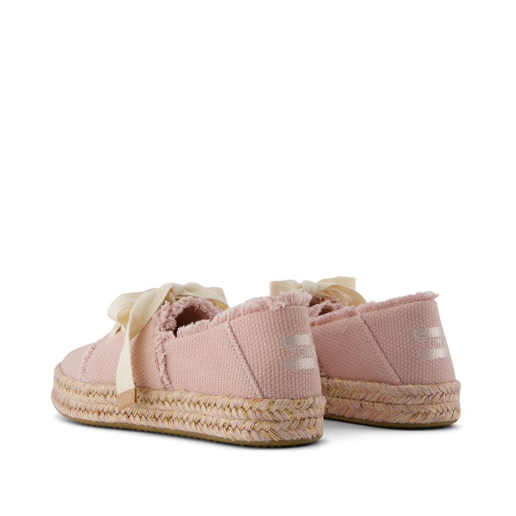 Carolina Lace-Up Espadrille - Pale Rose Beachside Woven Back View