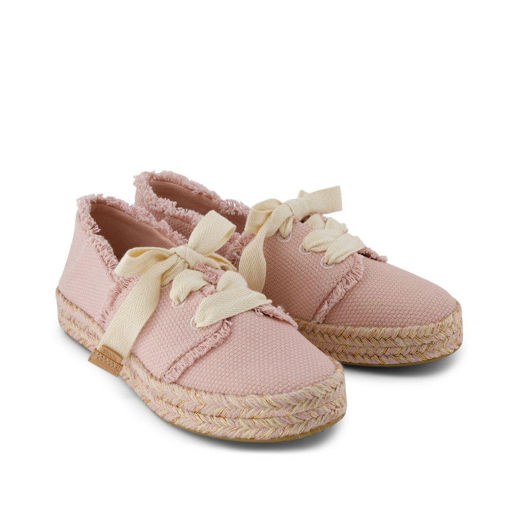 Carolina Lace-Up Espadrille - Pale Rose Beachside Woven Front View