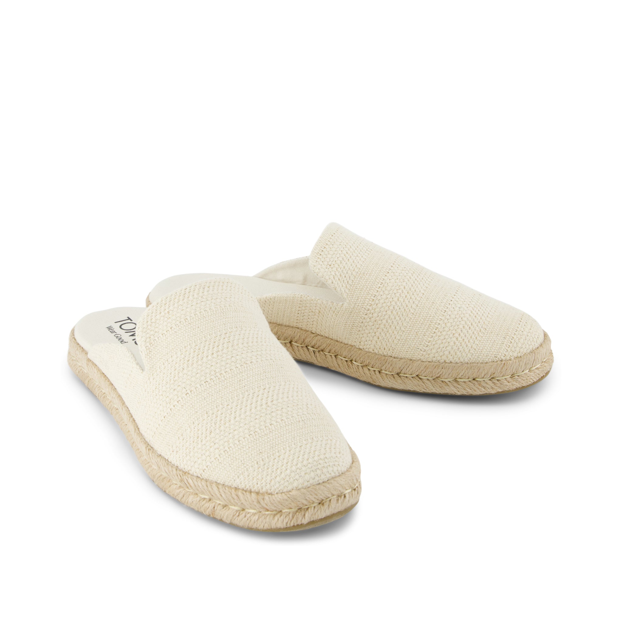 Santiago Mule Espadrille - Natural Undyed Metallic Linen Stripe Front View