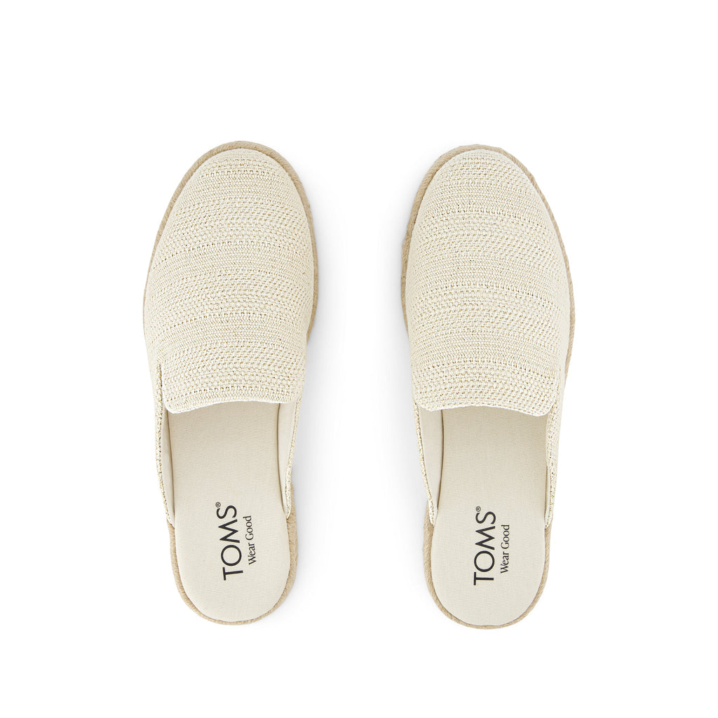 Santiago Mule Espadrille - Natural Undyed Metallic Linen Stripe Top View