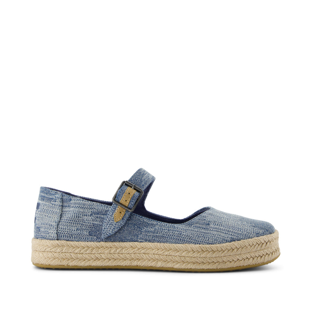 Carolina Mary Jane Espadrille - Dark Sky Textured Denim Side View