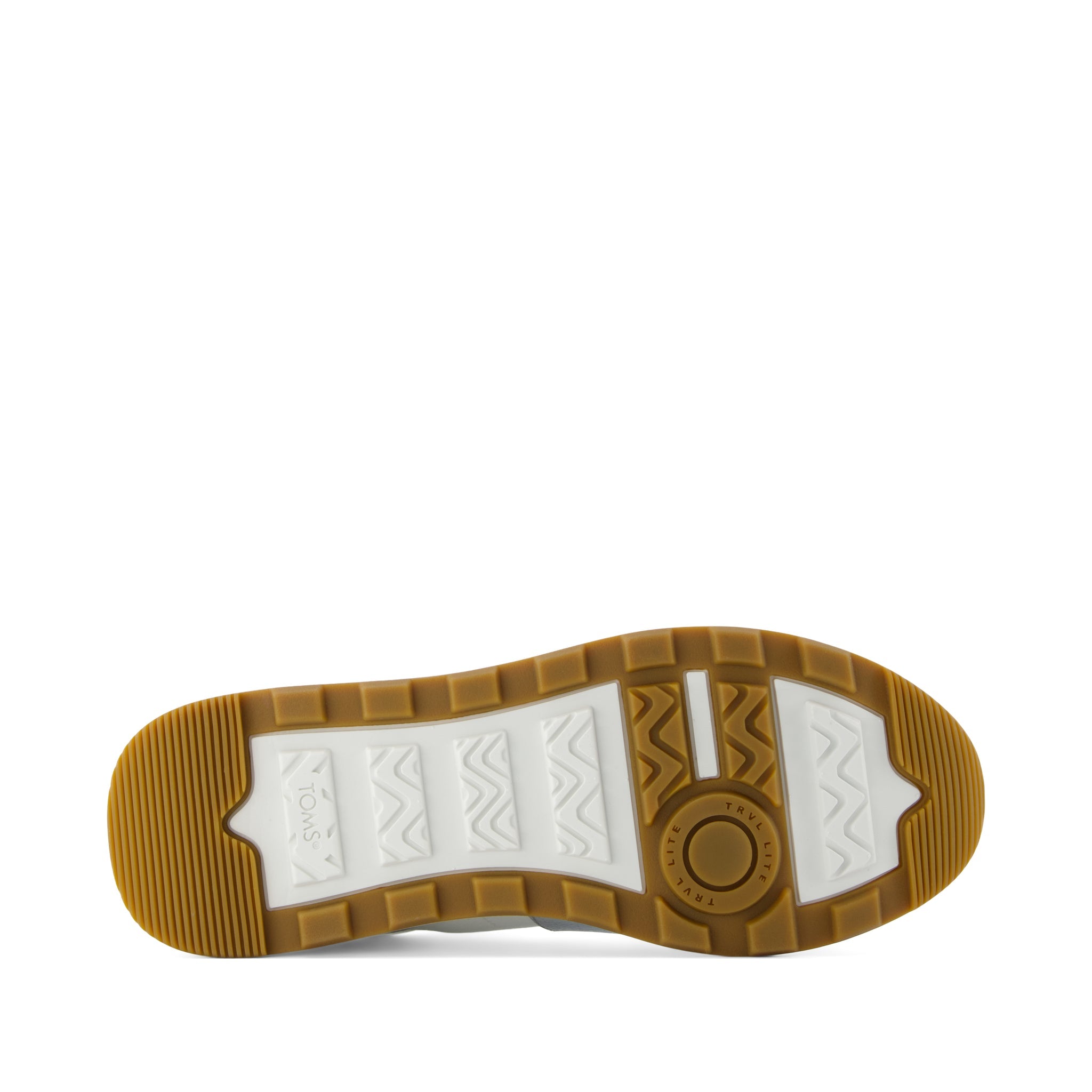 TRVL LITE Retro Runner Sneaker - Water Repellent Silver Crinkle Metallic Leather and Vintage Twill Bottom Sole View