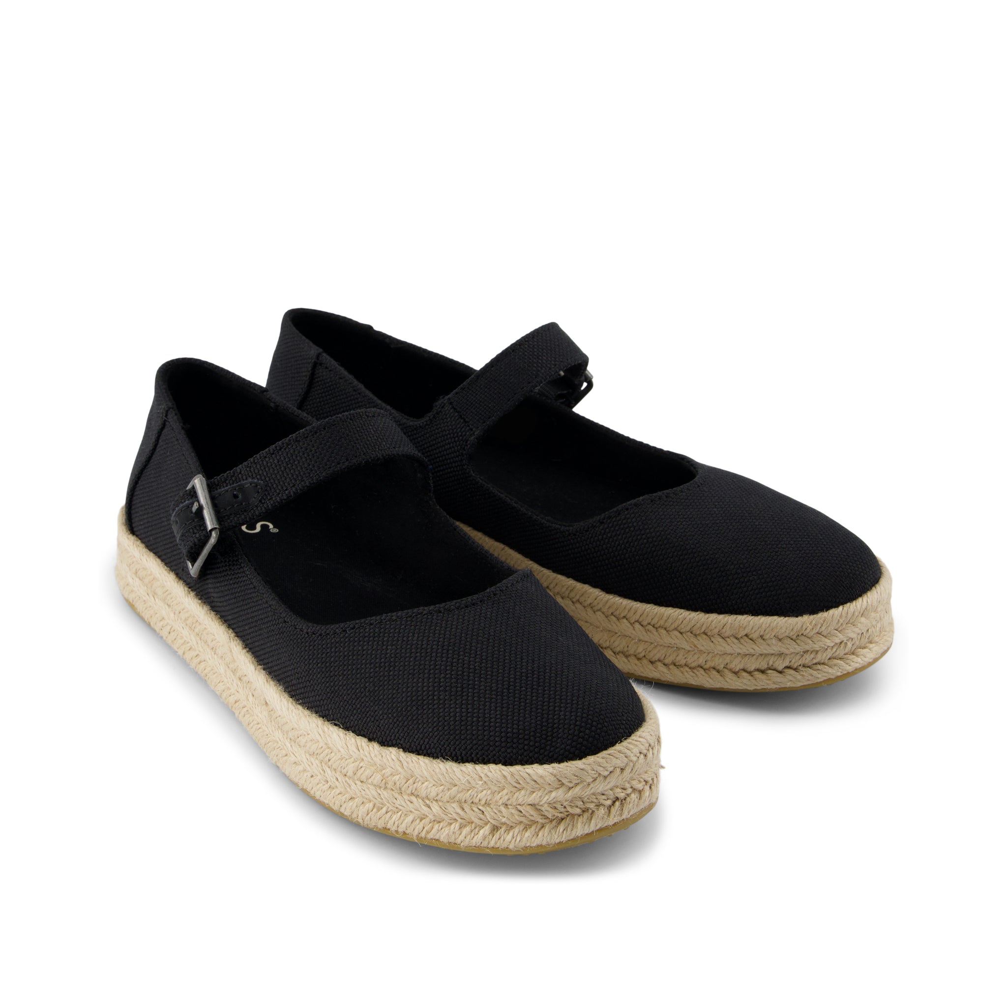Carolina Mary Jane Espadrille - Black Heavy Canvas Front View