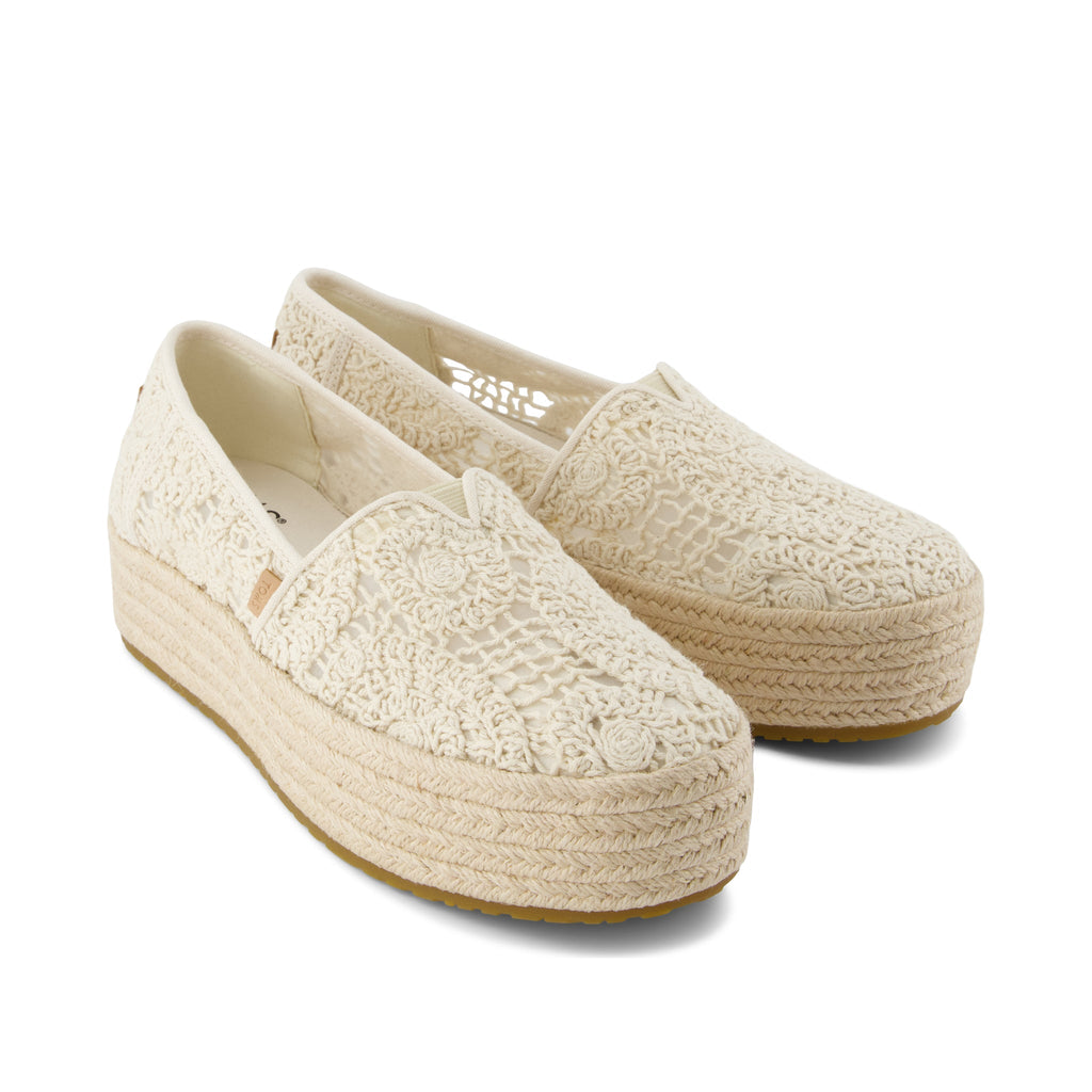 Valencia Platform Espadrille - Natural Crochet Lace Front View