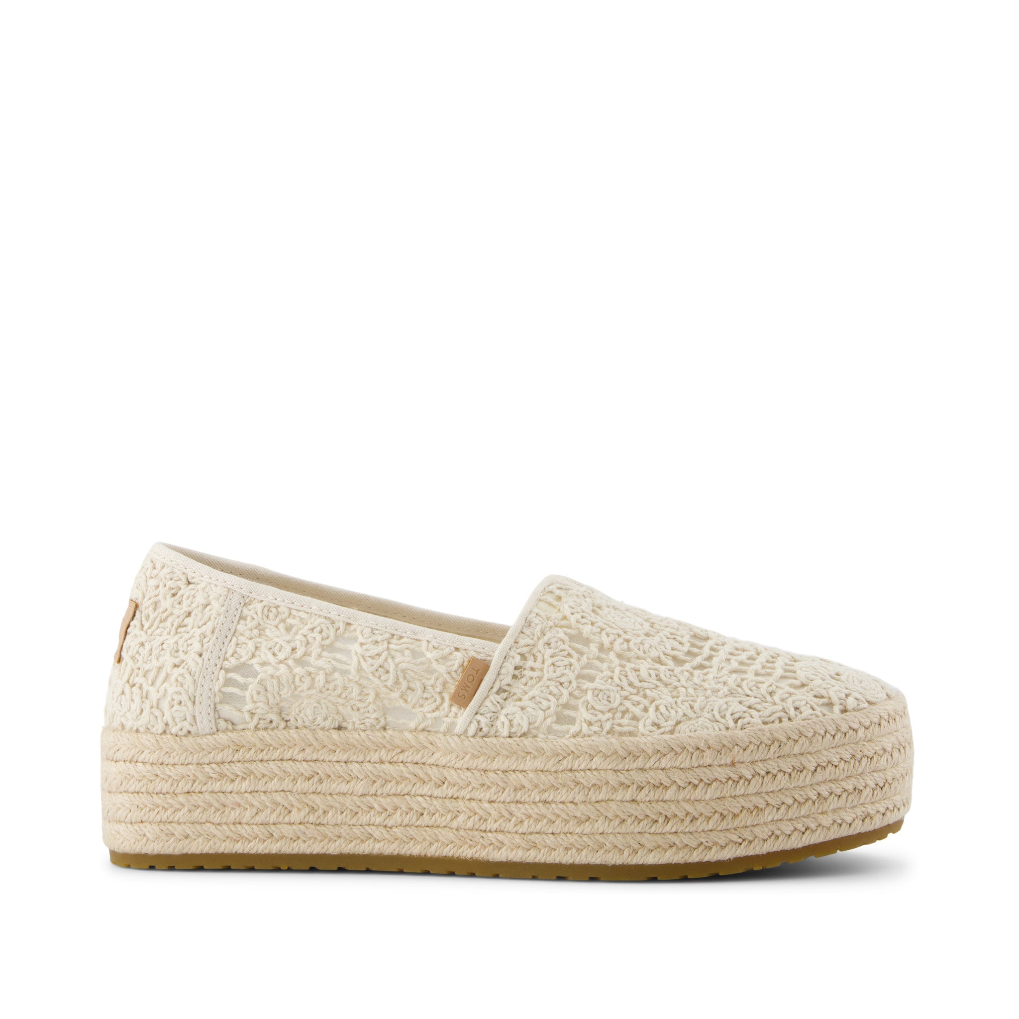 Valencia Platform Espadrille - Natural Crochet Lace Side View