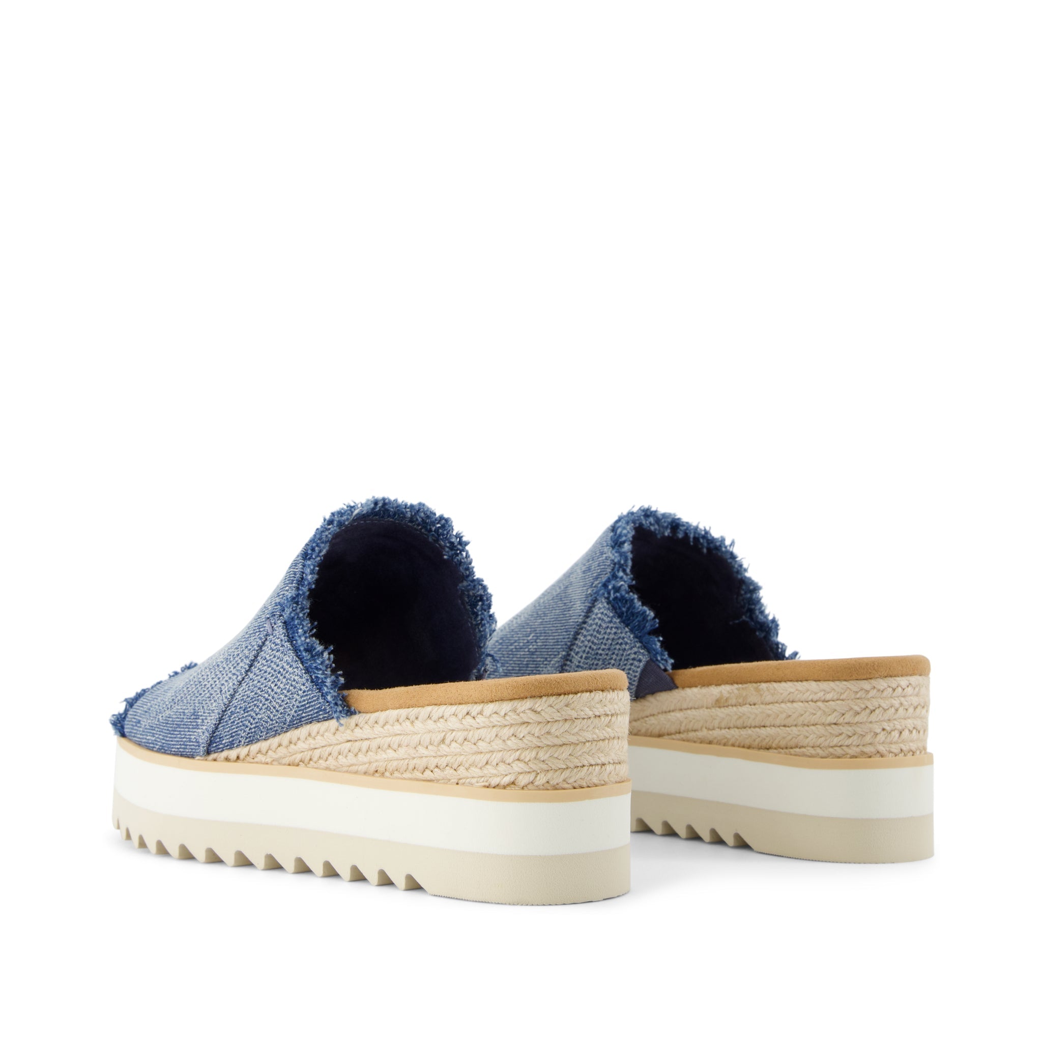 Diana Mule Wedge Sandal - Dark Sky Textured Denim Back View