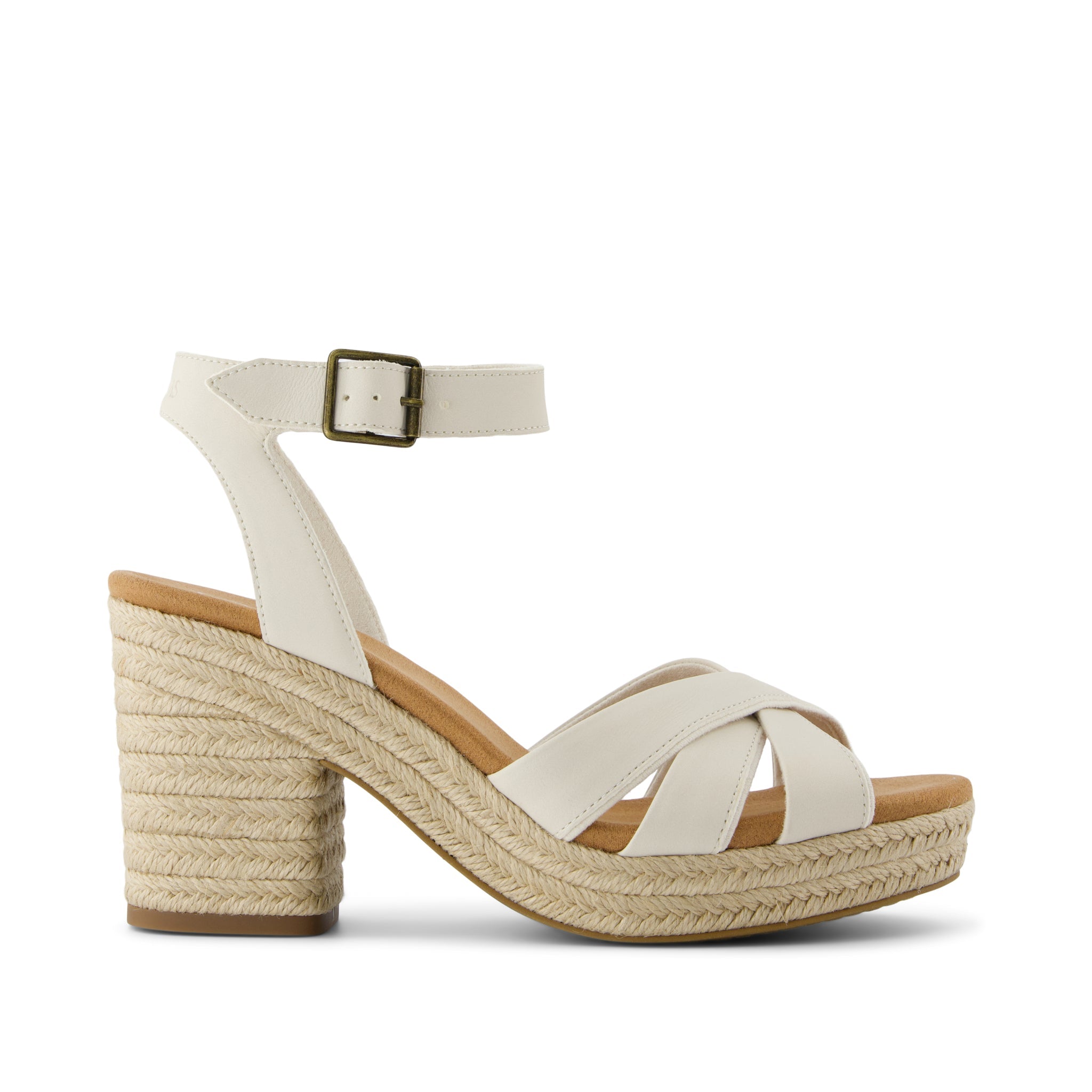 Majorca Rope Strappy Platform Sandal - Light Sand Leather Side View