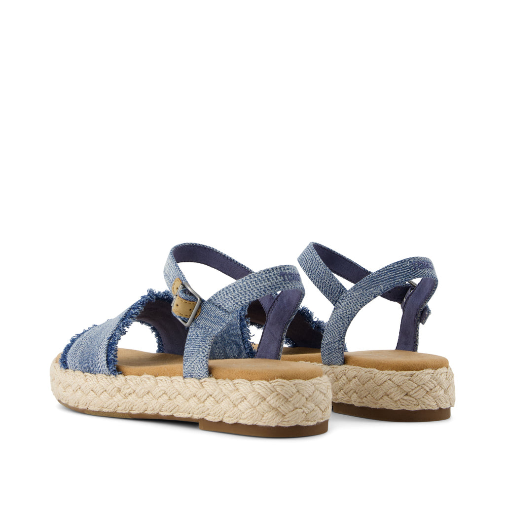 Abby Flatform Espadrille Sandal - Dark Sky Textured Denim Back View