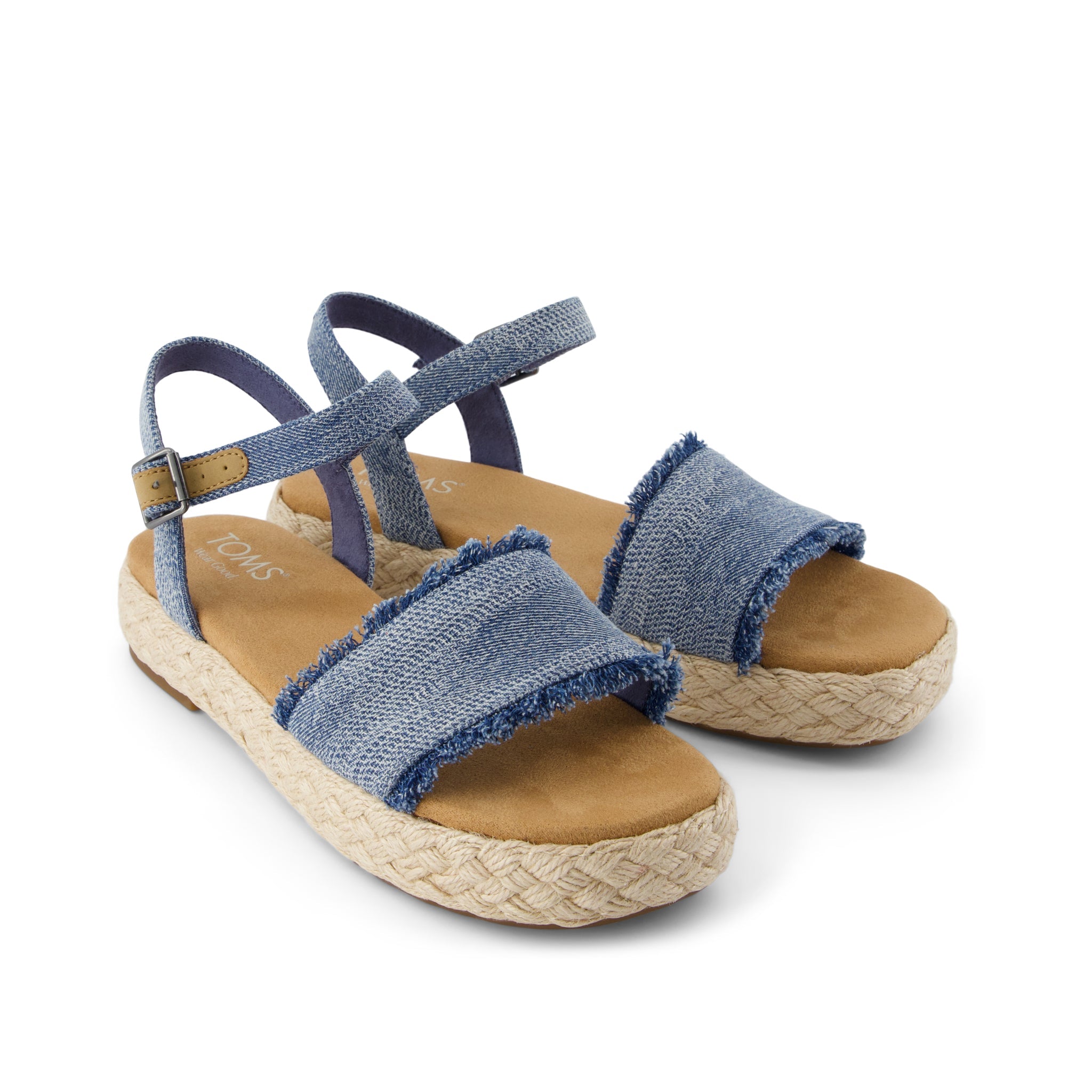 Abby Flatform Espadrille Sandal - Dark Sky Textured Denim Front View
