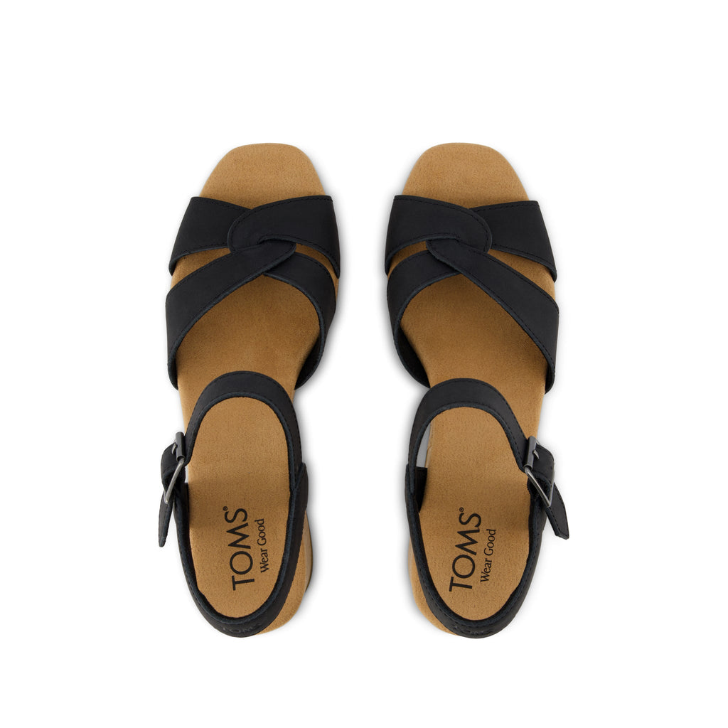 Isla Heeled Sandal - Black Leather Top View