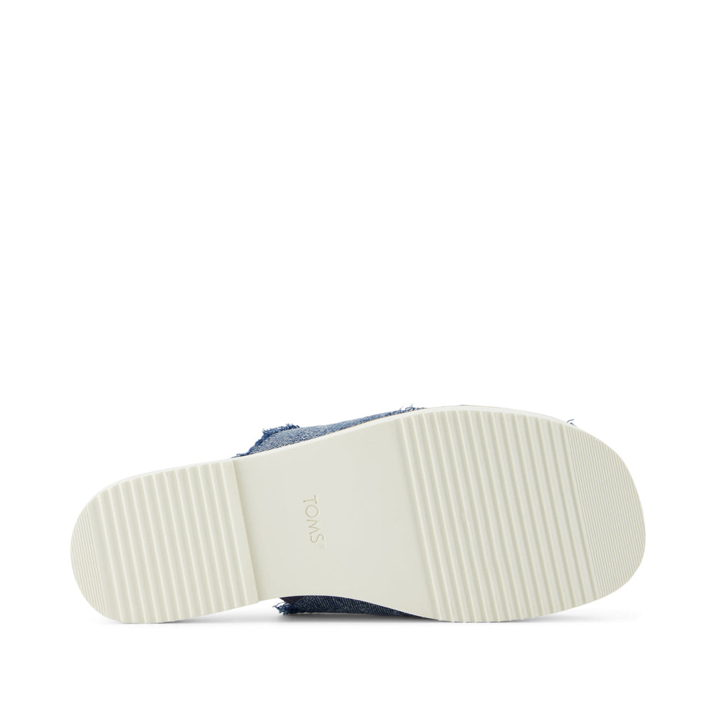 Mae Crossover Slide Sandal - Dark Sky Textured Denim Bottom Sole View