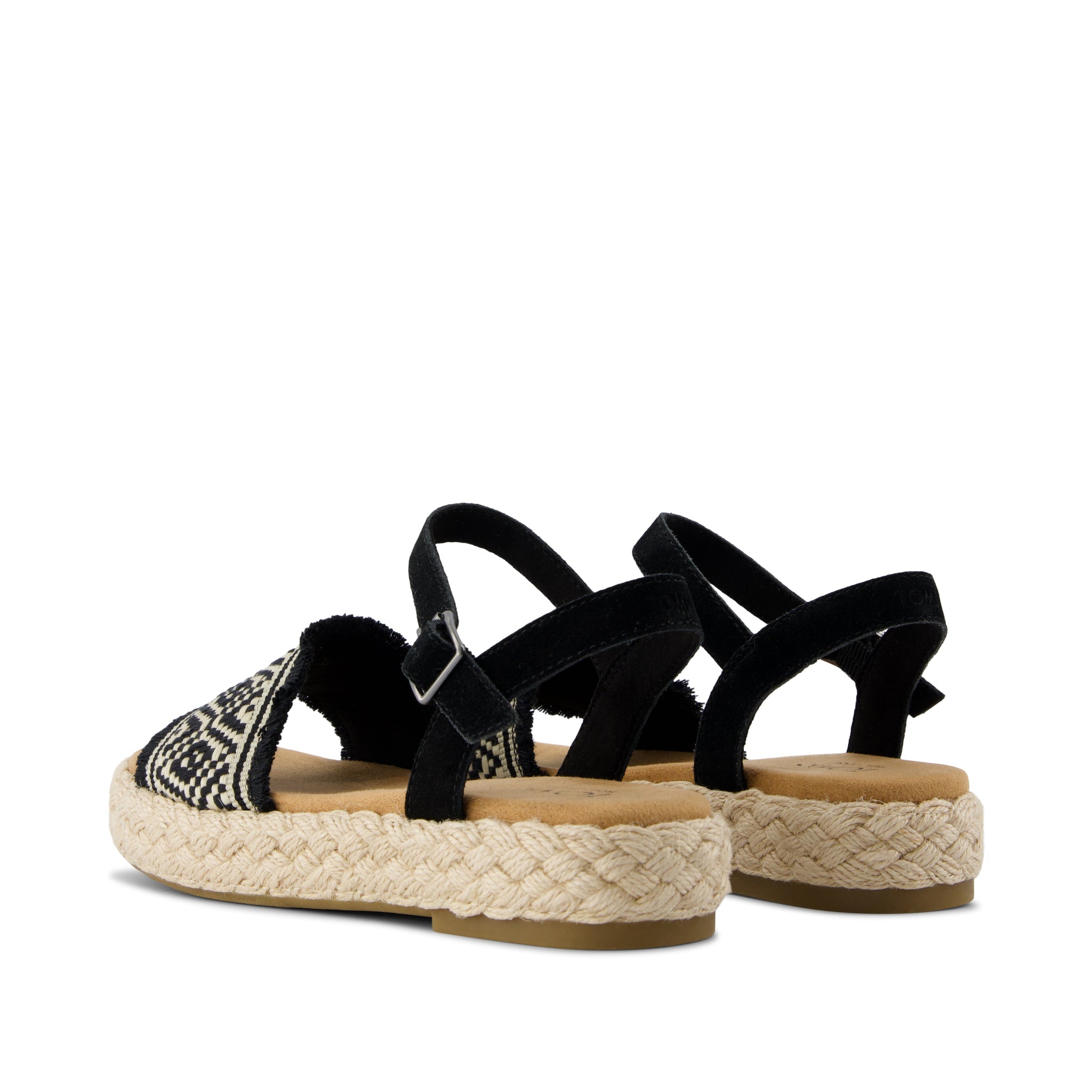Abby Flatform Espadrille Sandal - Black Diamond Global Woven Back View