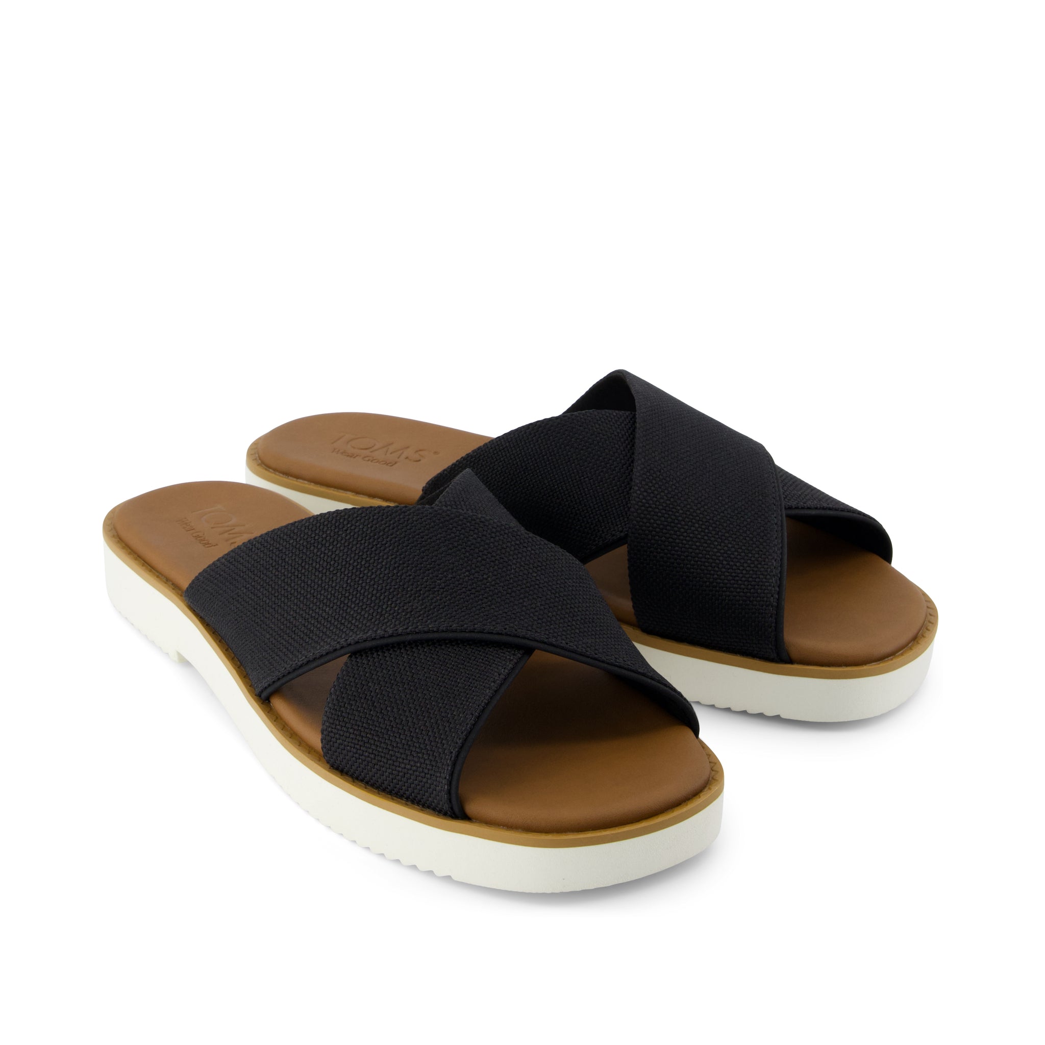 Mae Crossover Slide Sandal Black Heavy Canvas – TOMS.com