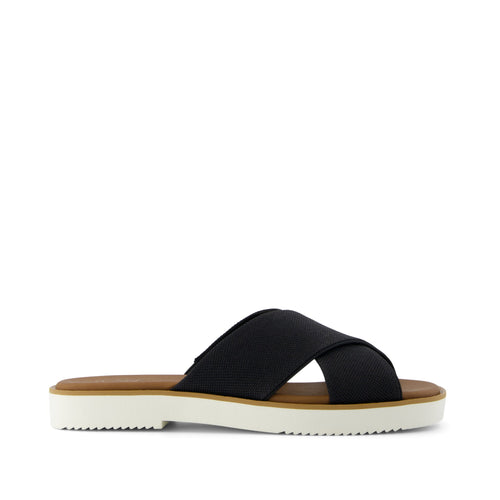 Mae Crossover Slide Sandal - Black Heavy Canvas Side View
