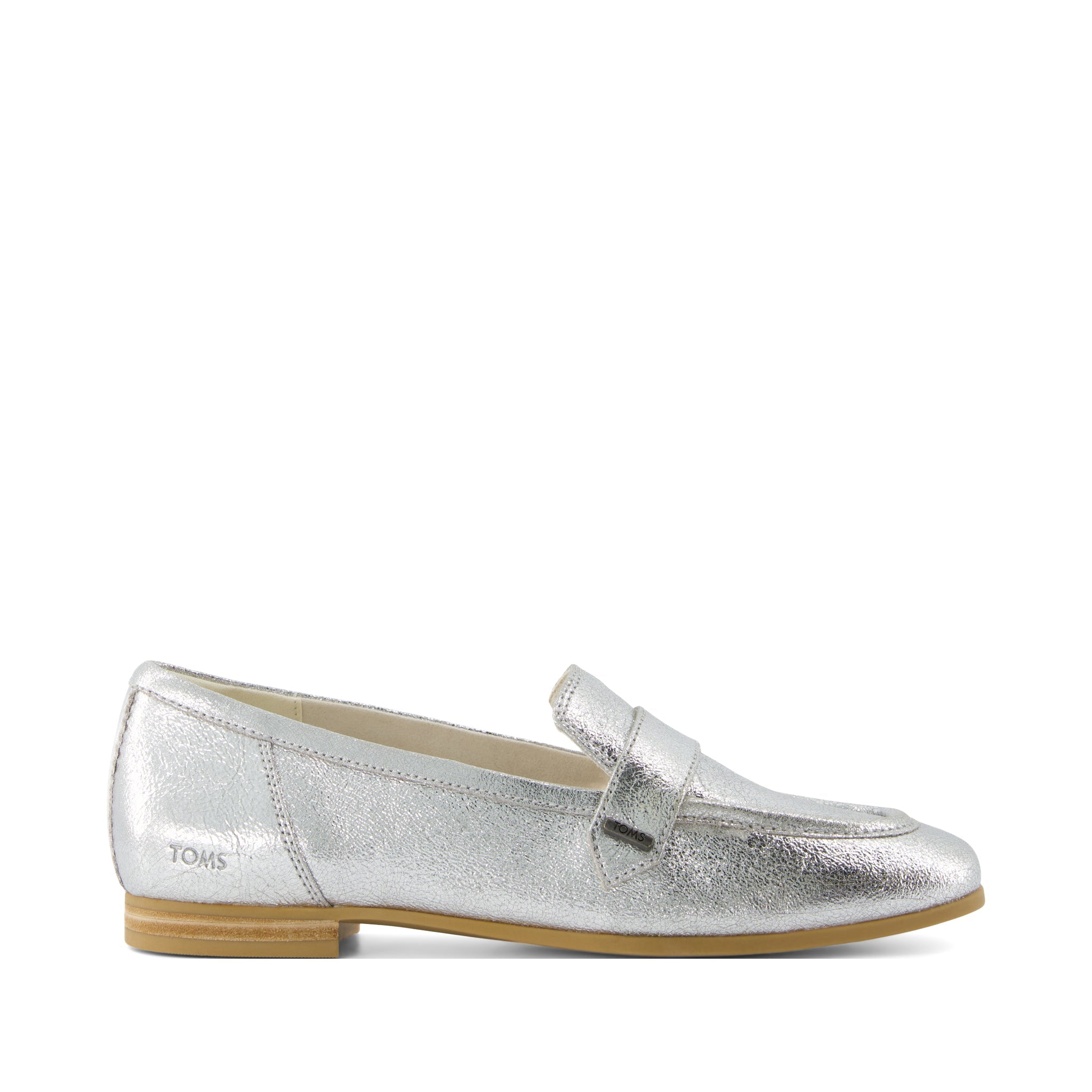 Lynette Loafer - Silver Crinkle Leather Side View