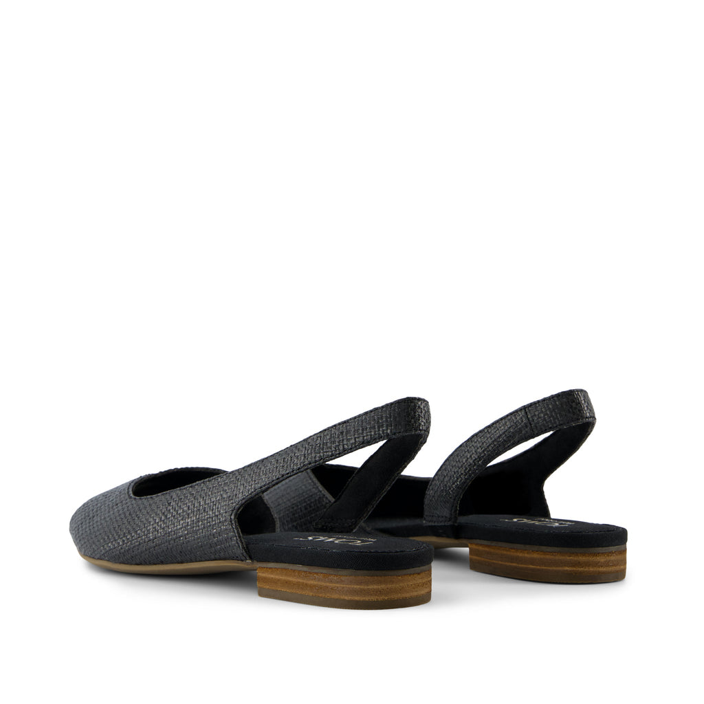 Briella Slingback Flat - Black Raffia Back View