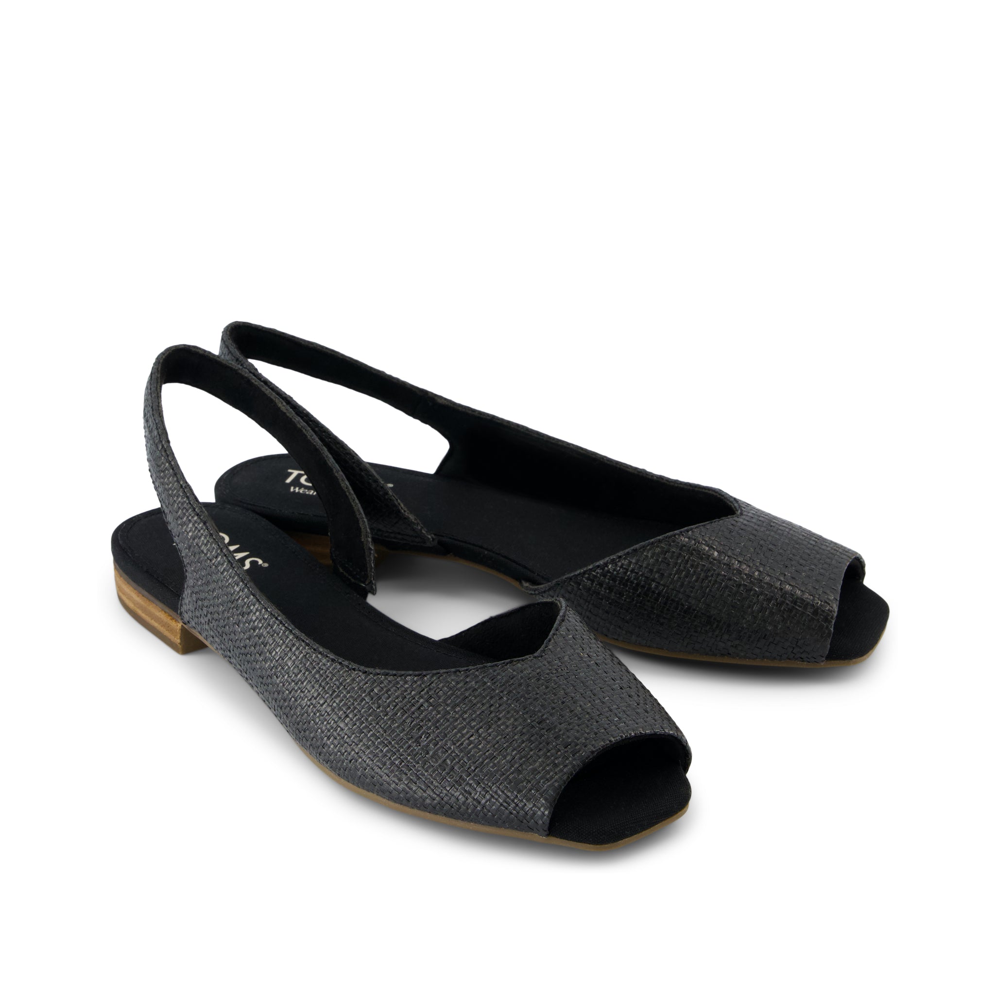 Briella Slingback Flat Black Raffia – TOMS.com