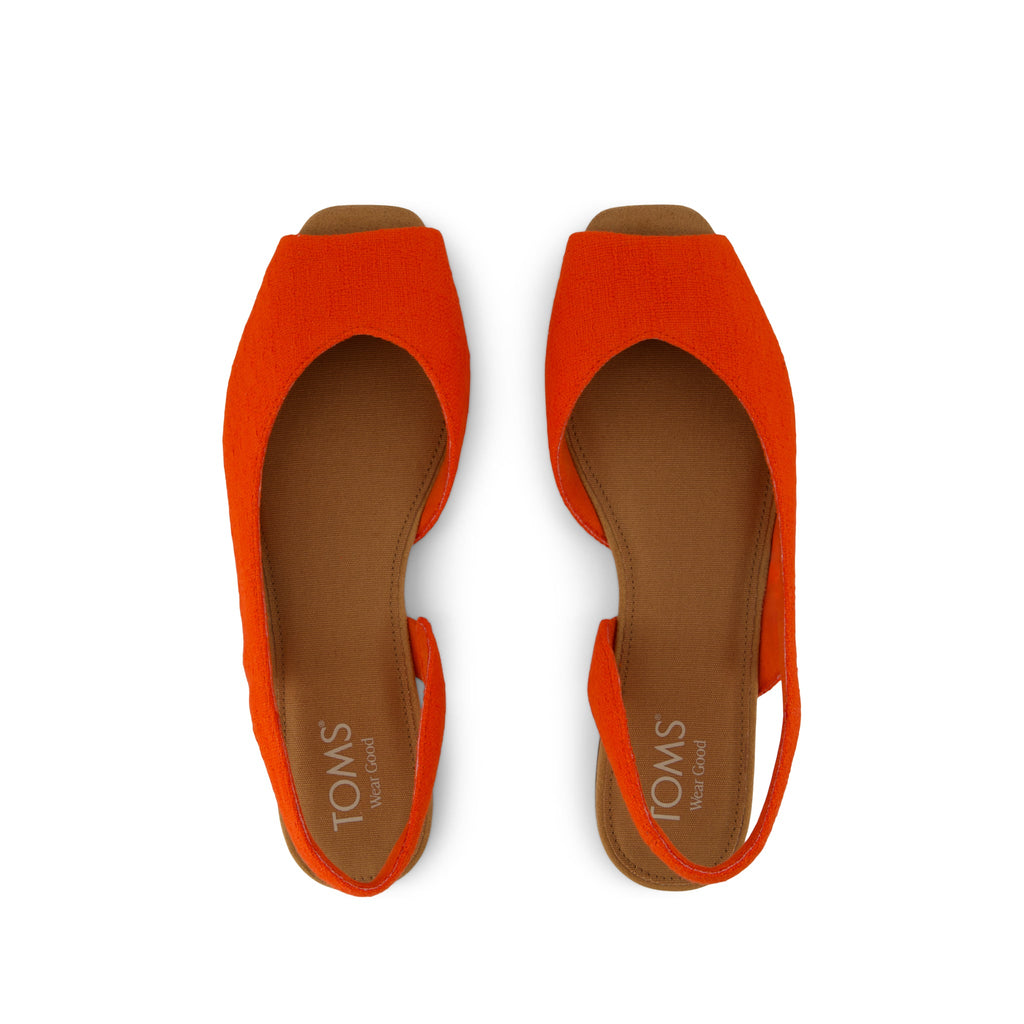 Briella Slingback Flat - Flame Two Tone Slub Top View