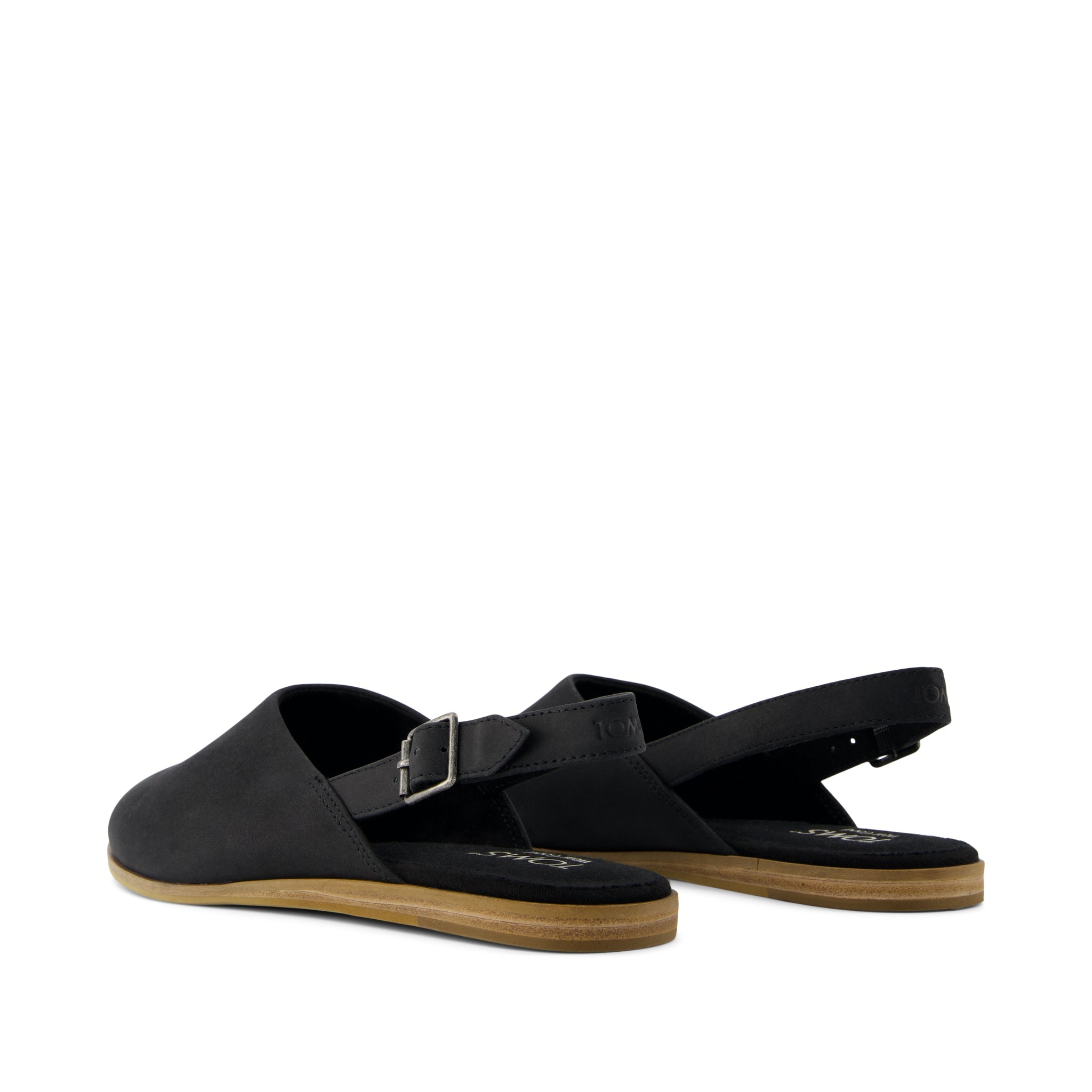Jade Slingback Flat Black Leather – TOMS.com