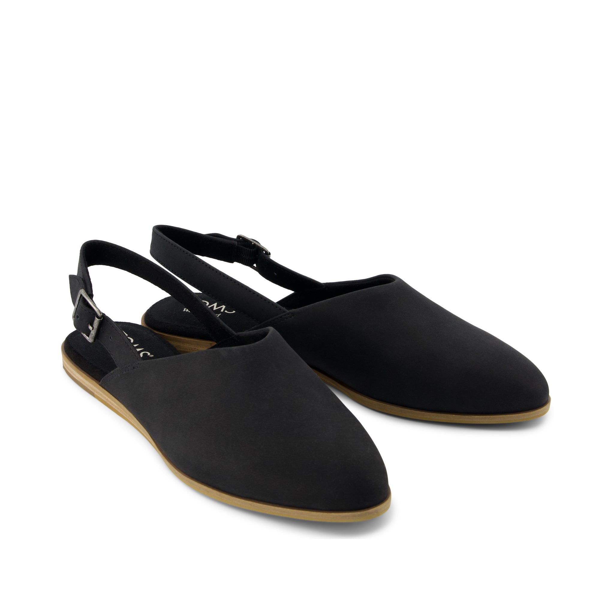 Jade Slingback Flat Black Leather – TOMS.com