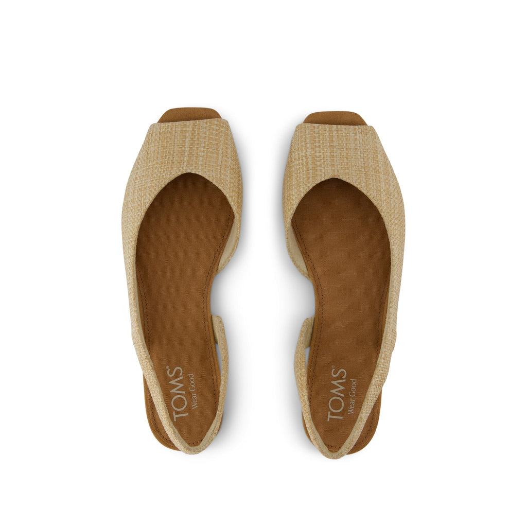 Briella Slingback Flat - Almond Raffia Top View