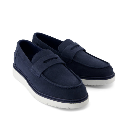 Navi TRVL LITE  Havana Loafer - Navy Suede Front View