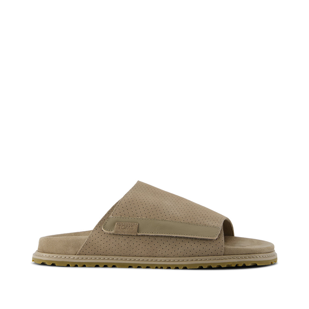 Danilo Slide Sandal - Dune Perforated Suede Side View
