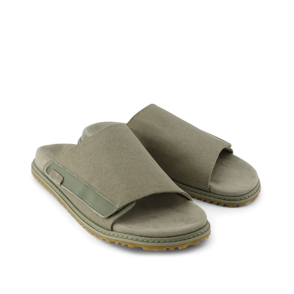 Danilo Slide Sandal - Vetiver Grey Heavy Canvas Front View