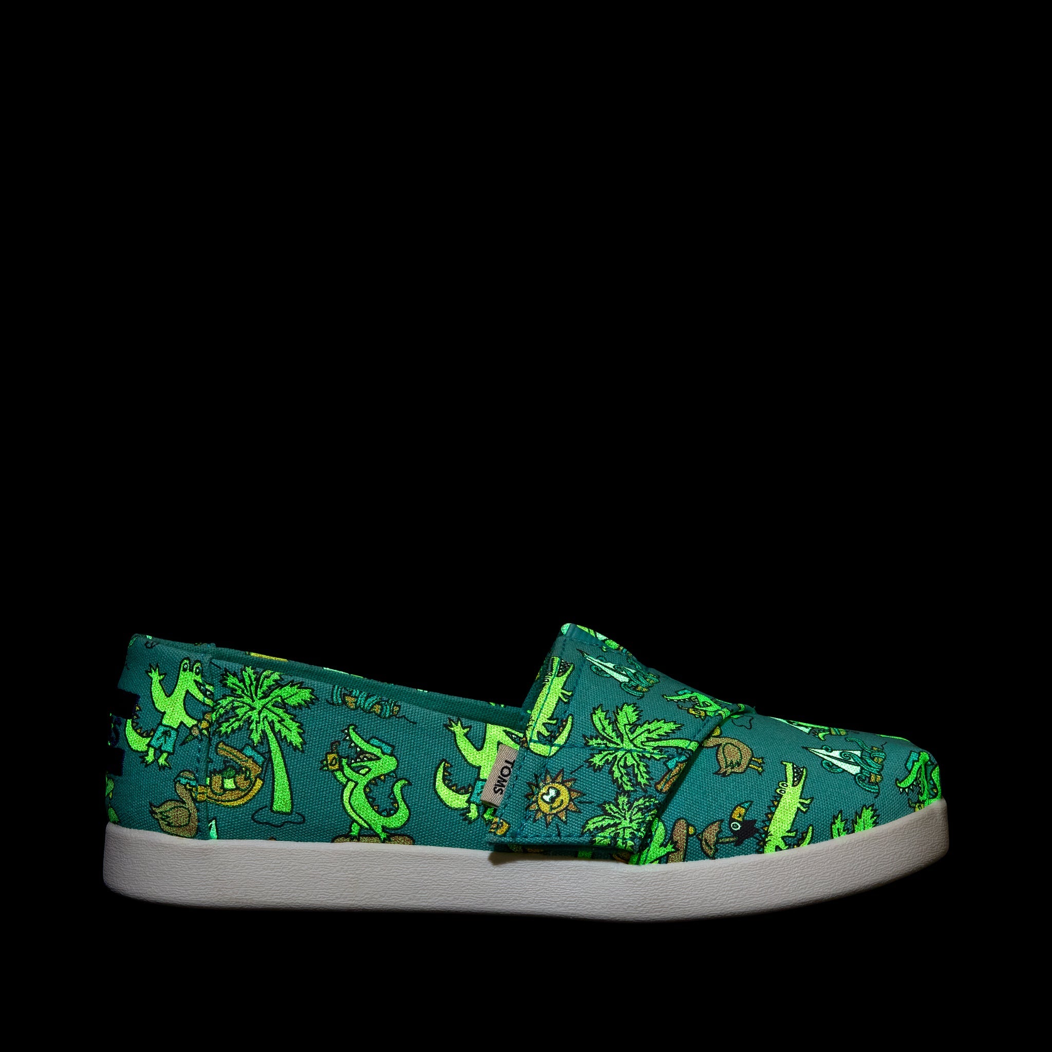 Alpargata Classic Kids Shoe - Aqua Glow in the Dark Miami Alligators Side View