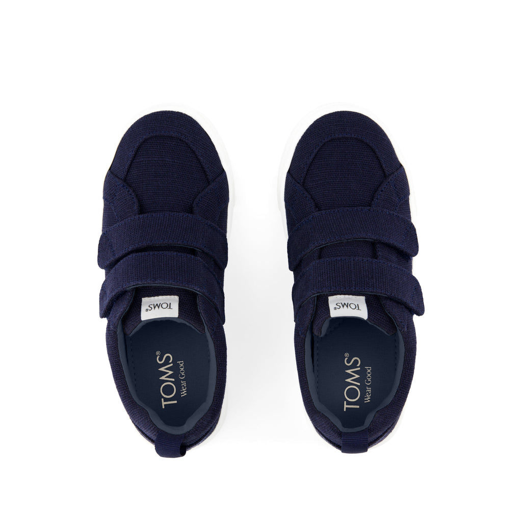Cruz Double Strap Kids Sneaker - Navy Heritage Canvas Top View