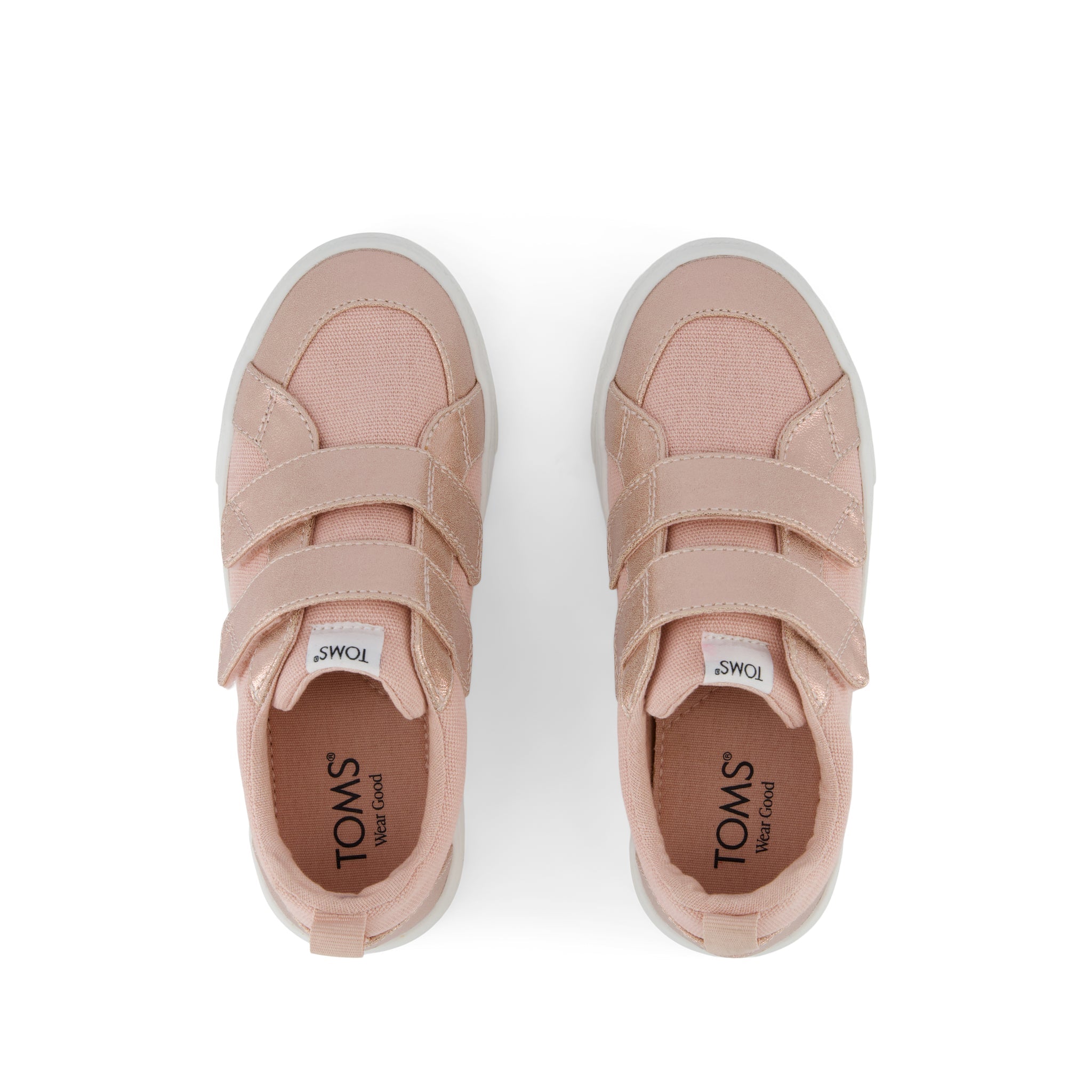 Cruz Double Strap Pale Rose Metallic Pu Kids Sneaker
