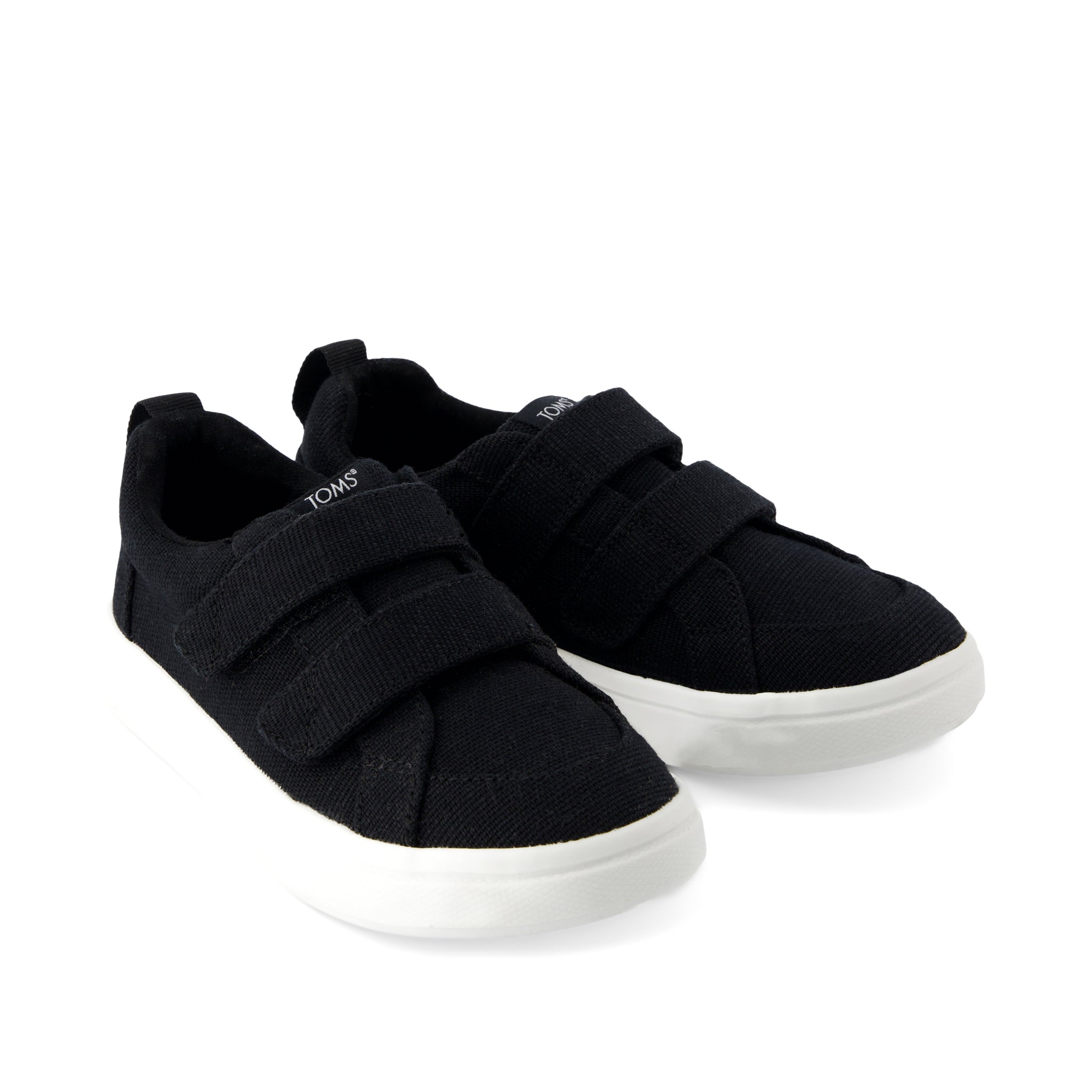 Cruz Double Strap Kids Sneaker - Black Heritage Canvas Front View