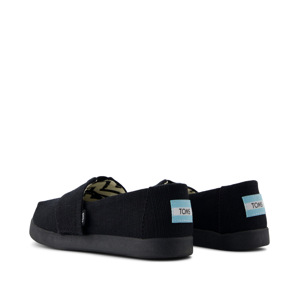 Alpargata Classic Kids Shoe - Black and Black Heritage Canvas Back View
