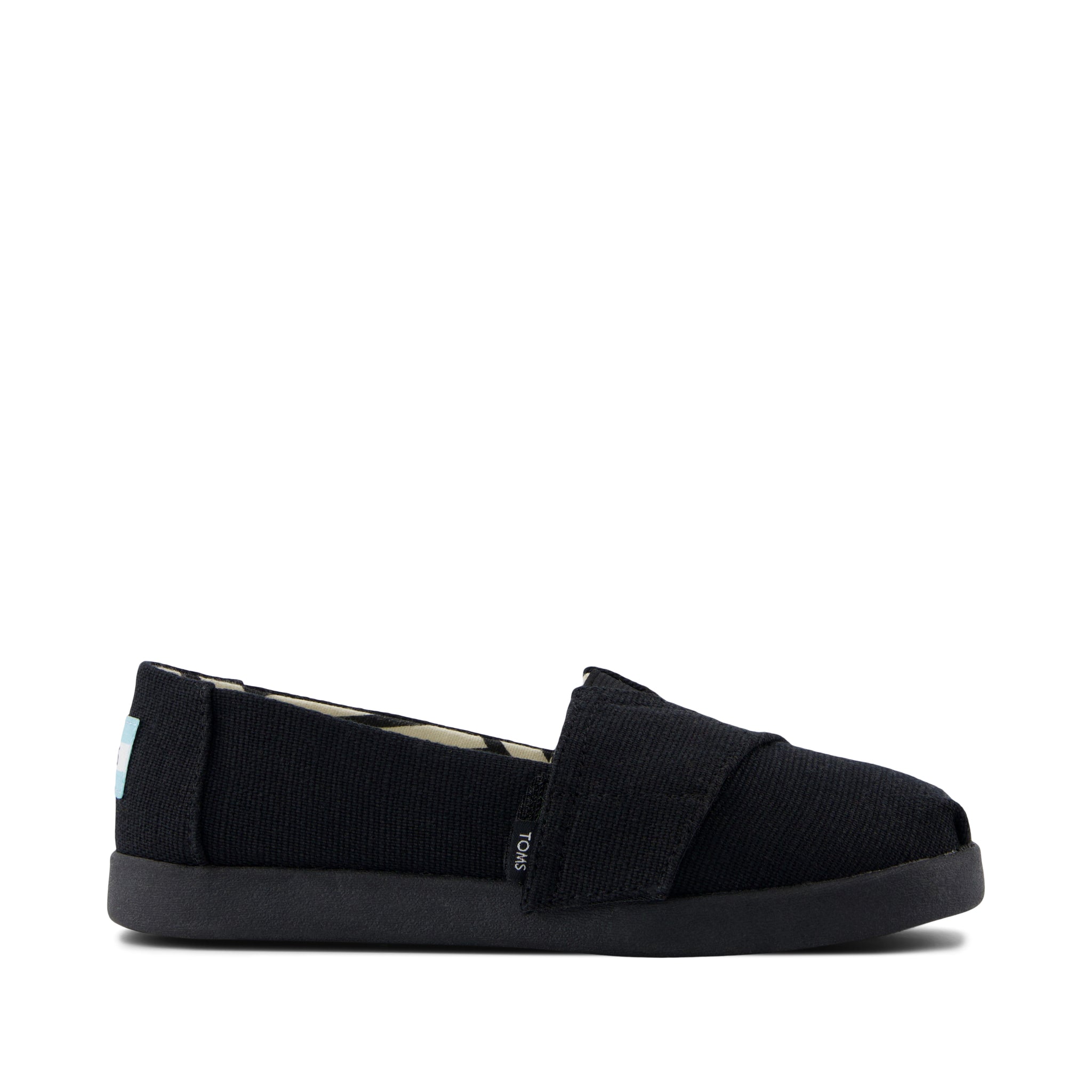 Alpargata Classic Kids Shoe - Black and Black Heritage Canvas Side View