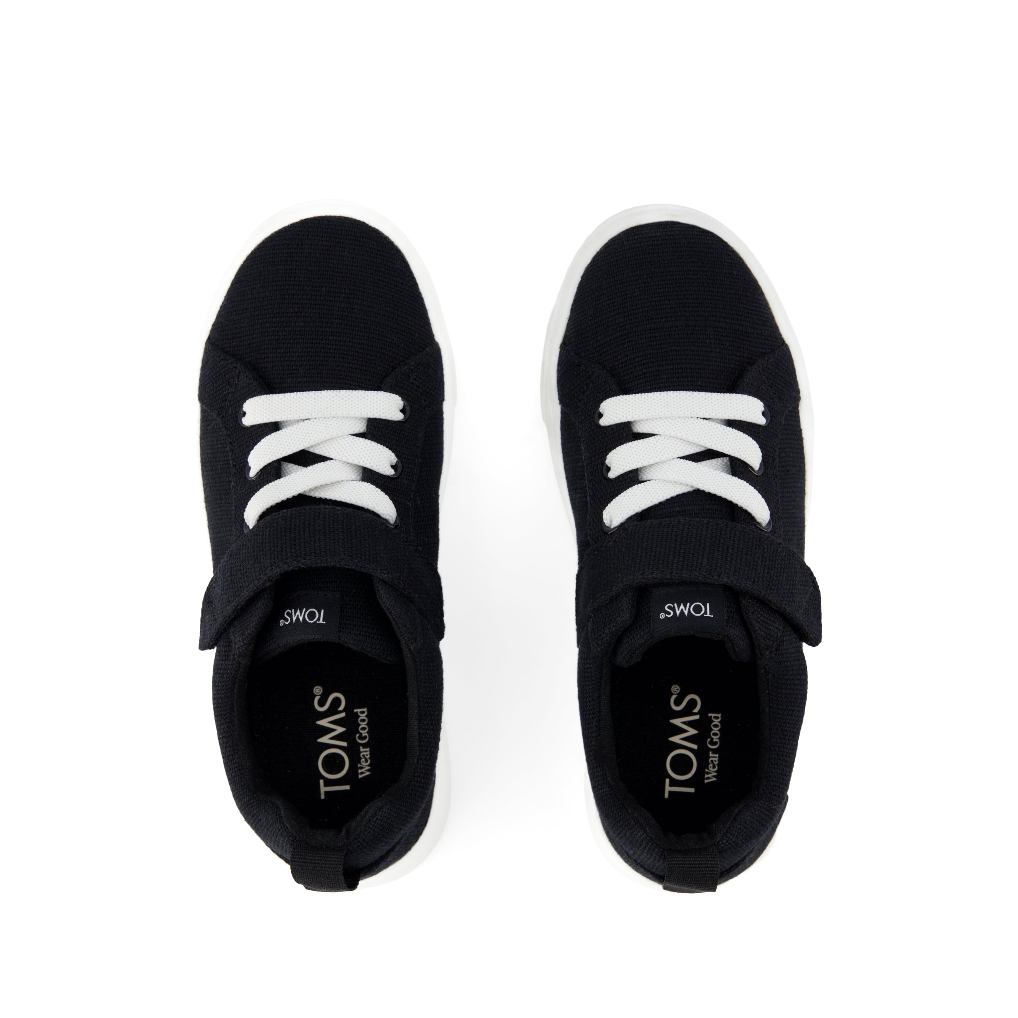 Cruz Lace-Up Kids Sneaker - Black Heritage Canvas Top View