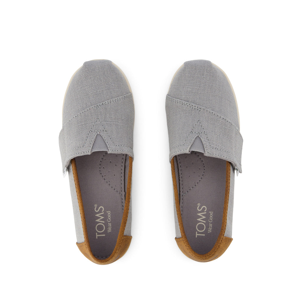 Alpargata Classic Kids Shoe - Drizzle Grey Heritage Canvas and  PU Trim Top View