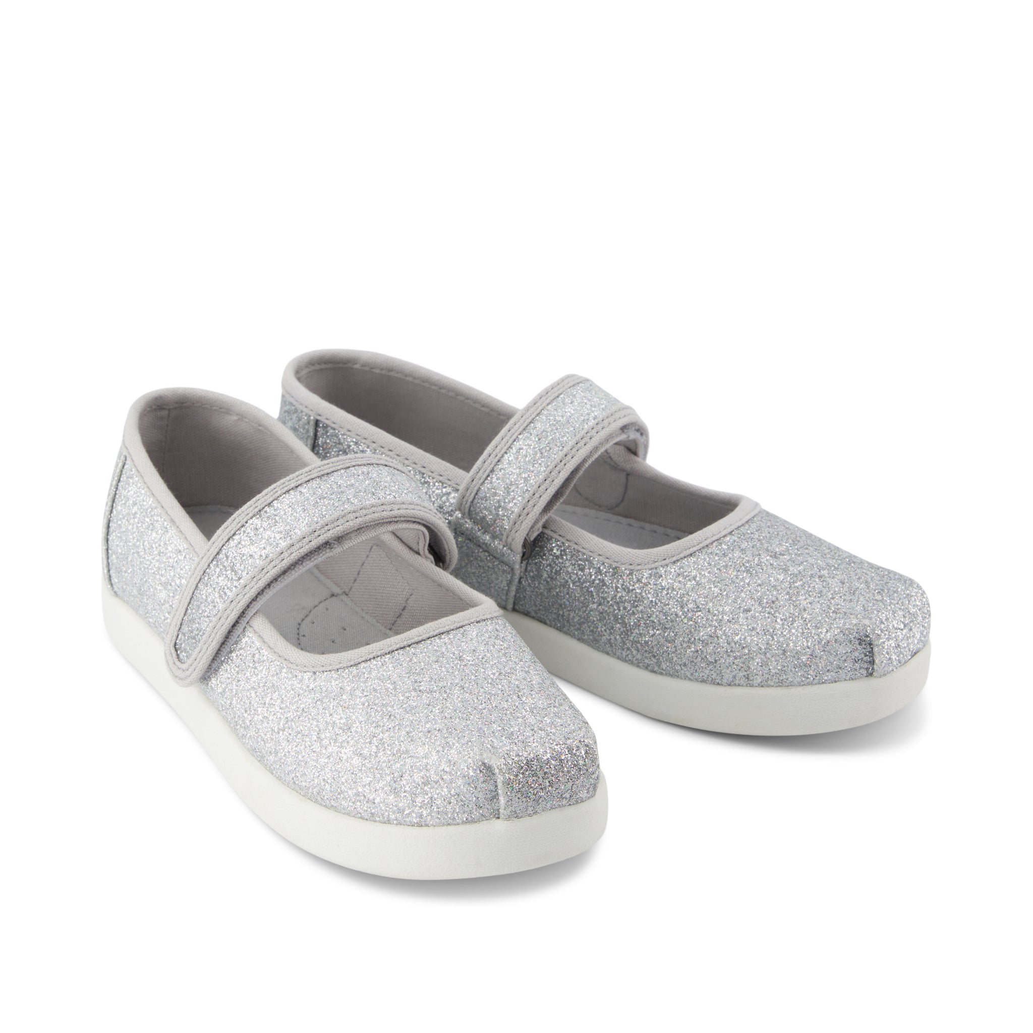 Nora Mary Jane Kids Shoe - Silver Iridescent Glimmer Front View