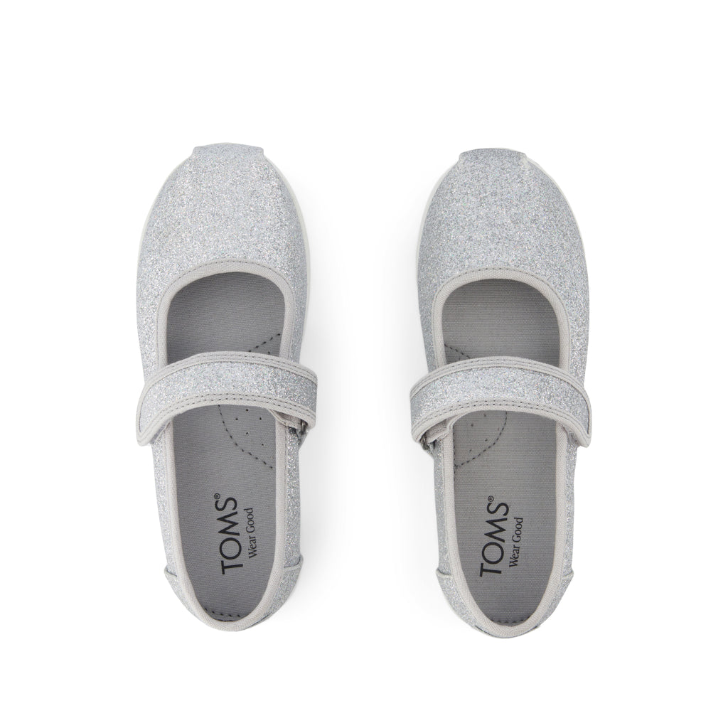 Nora Mary Jane Kids Shoe - Silver Iridescent Glimmer Top View