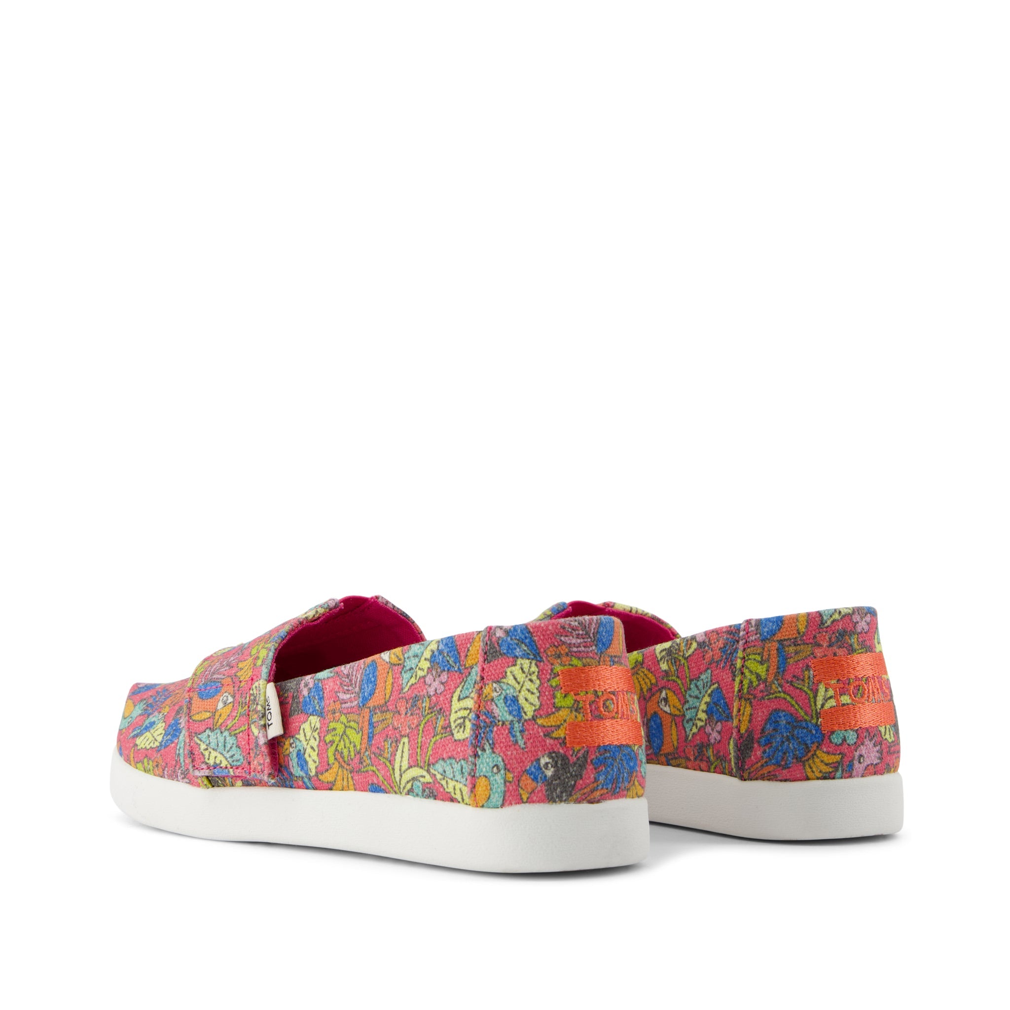 Alpargata Classic Kids Shoe - Fuchsia Birds of Paradise Print Back View